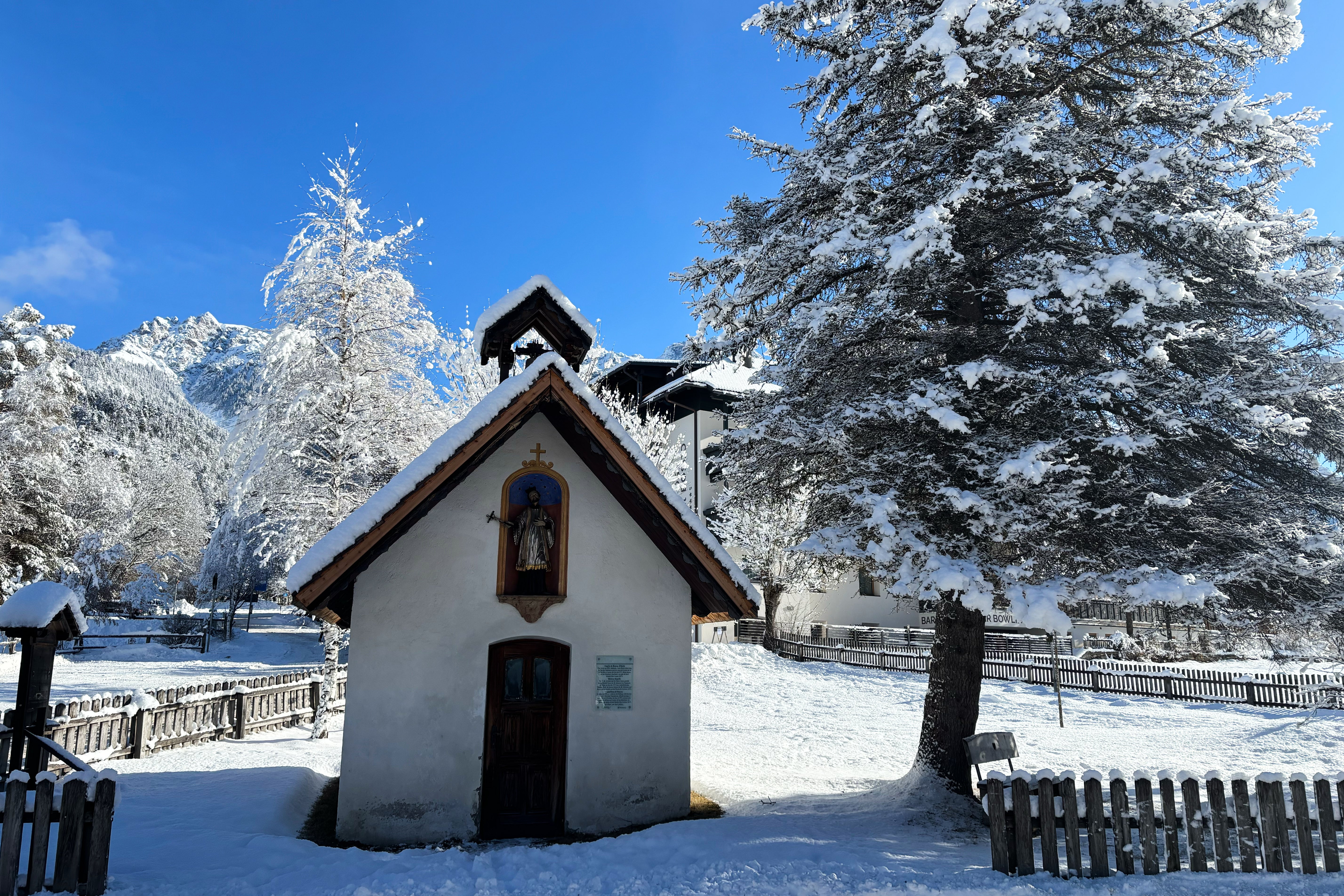 The Runcac chapel is seen in San Vigilio di Marebbe, northern Italy