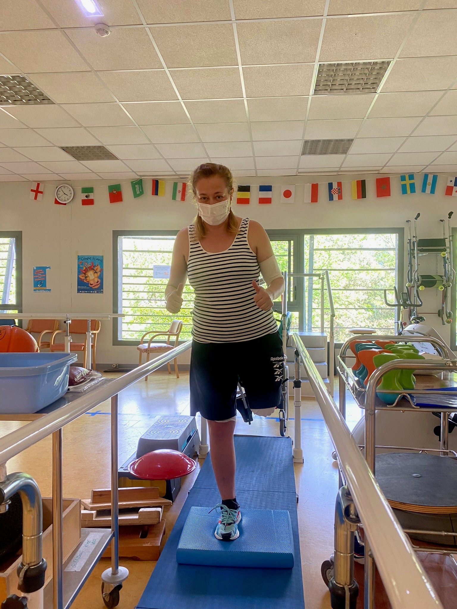 Friedel had to relearn how to walk using a prosthetic