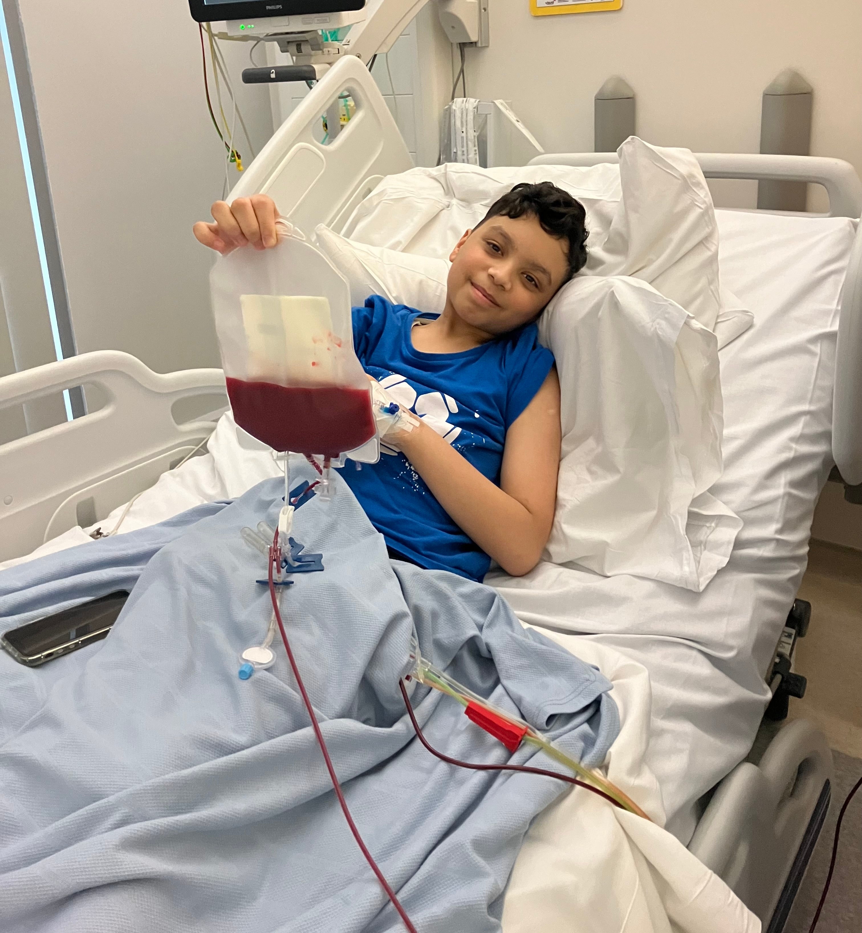 Adam required regular blood transfusions