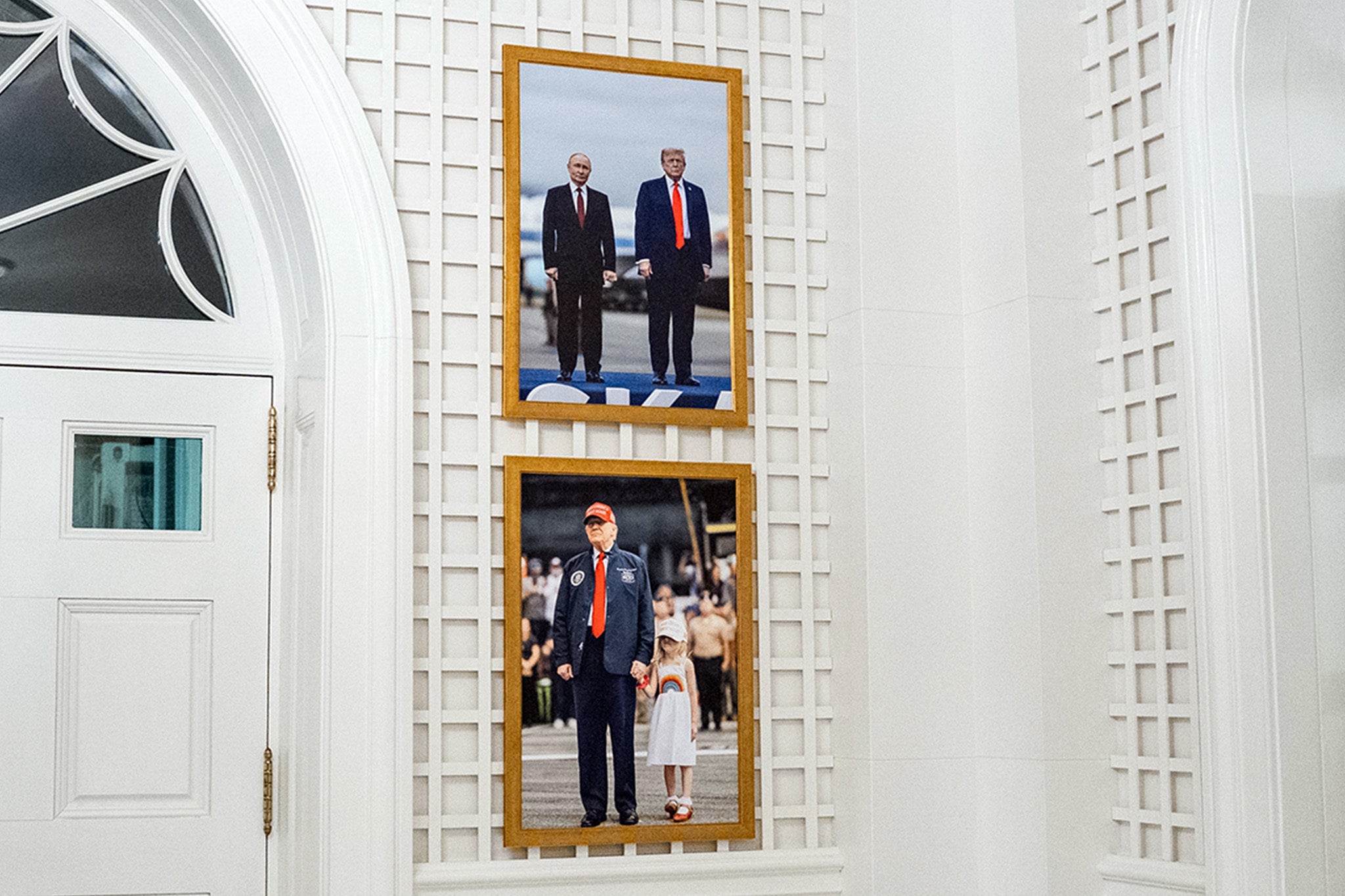 The photo was placed above another showing the US president with his granddaughter