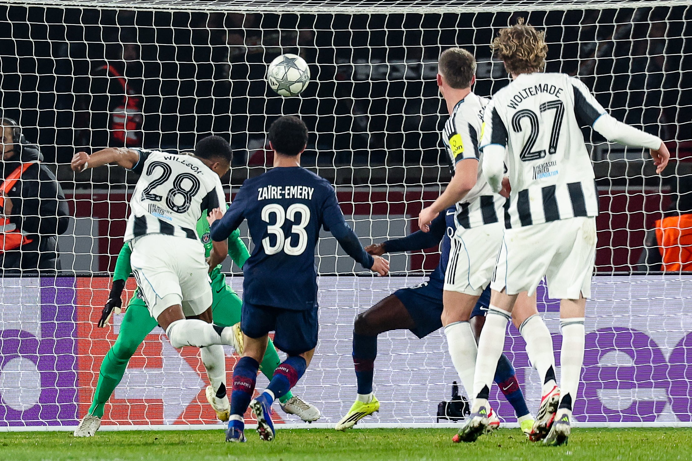 Joe Willock nodded in Newcastle's equaliser in Paris