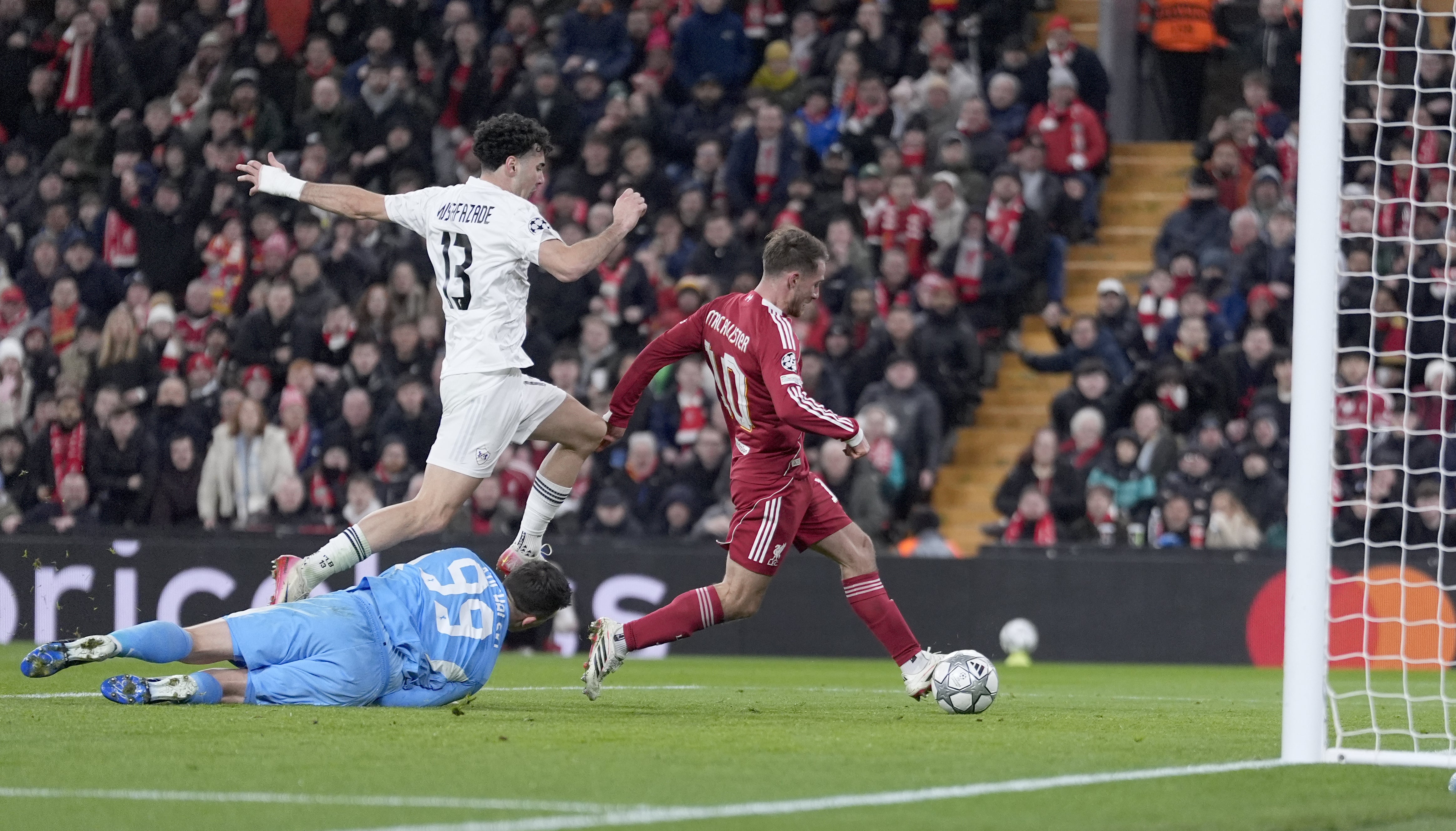 Liverpool’s Alexis Mac Allister scored their fifth goal (Peter Byrne/PA)