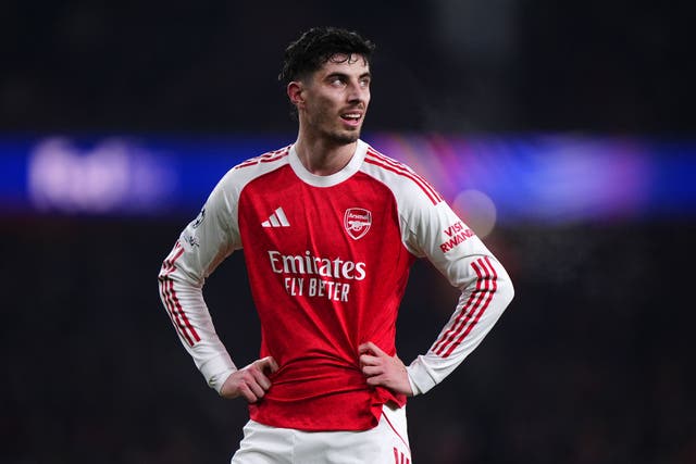 <p>Arsenal’s Kai Havertz scored his first goal in almost a year against Kairat</p>