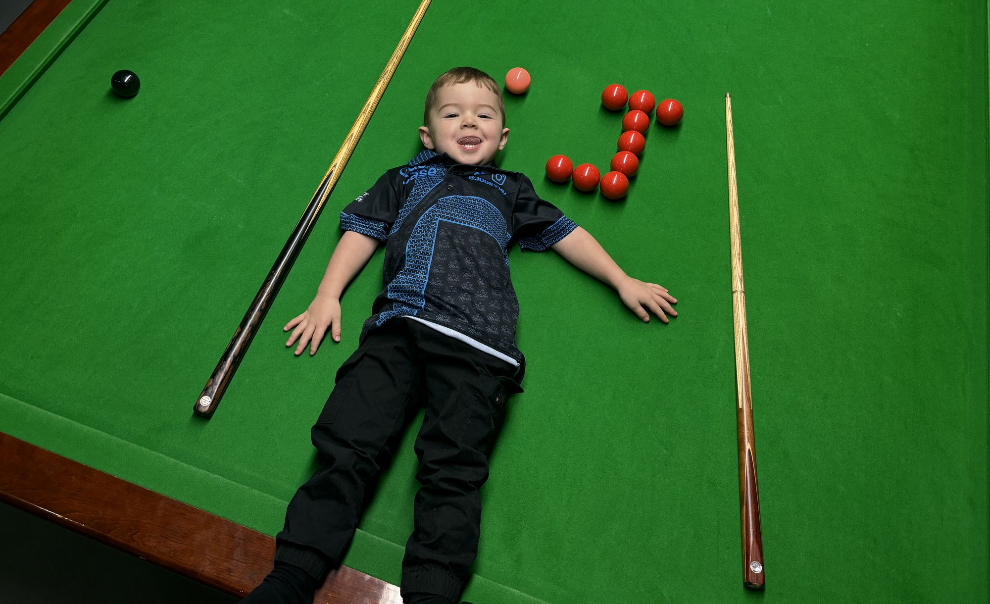 Manchester toddler Jude Owens who is the youngest person to make a pool bank shot (male) and youngest person to make a snooker double pot (male)