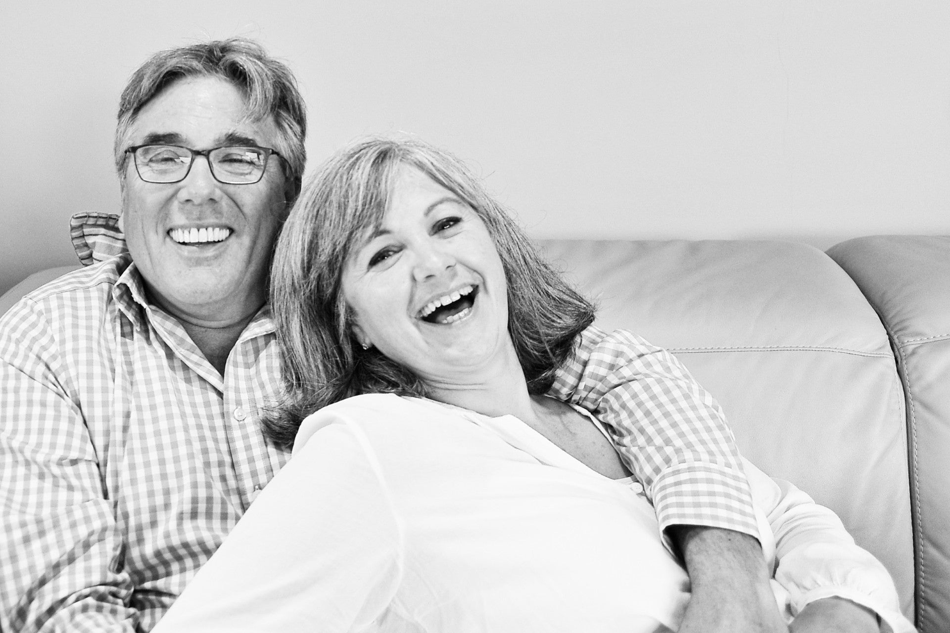 Helen and Nick laughing together