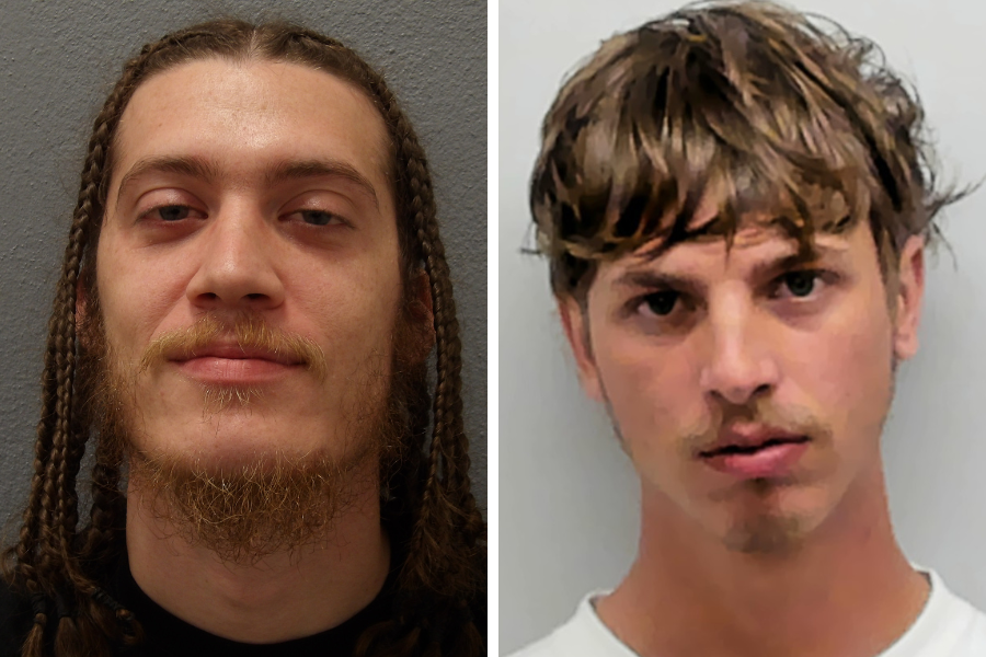Derrick Lee Vivian (left) and Christopher Jeffrey Smith (right), face burglary and illegal fishing charges after being caught on video fishing in a private lagoon at Florida Keys Aquarium Encounters