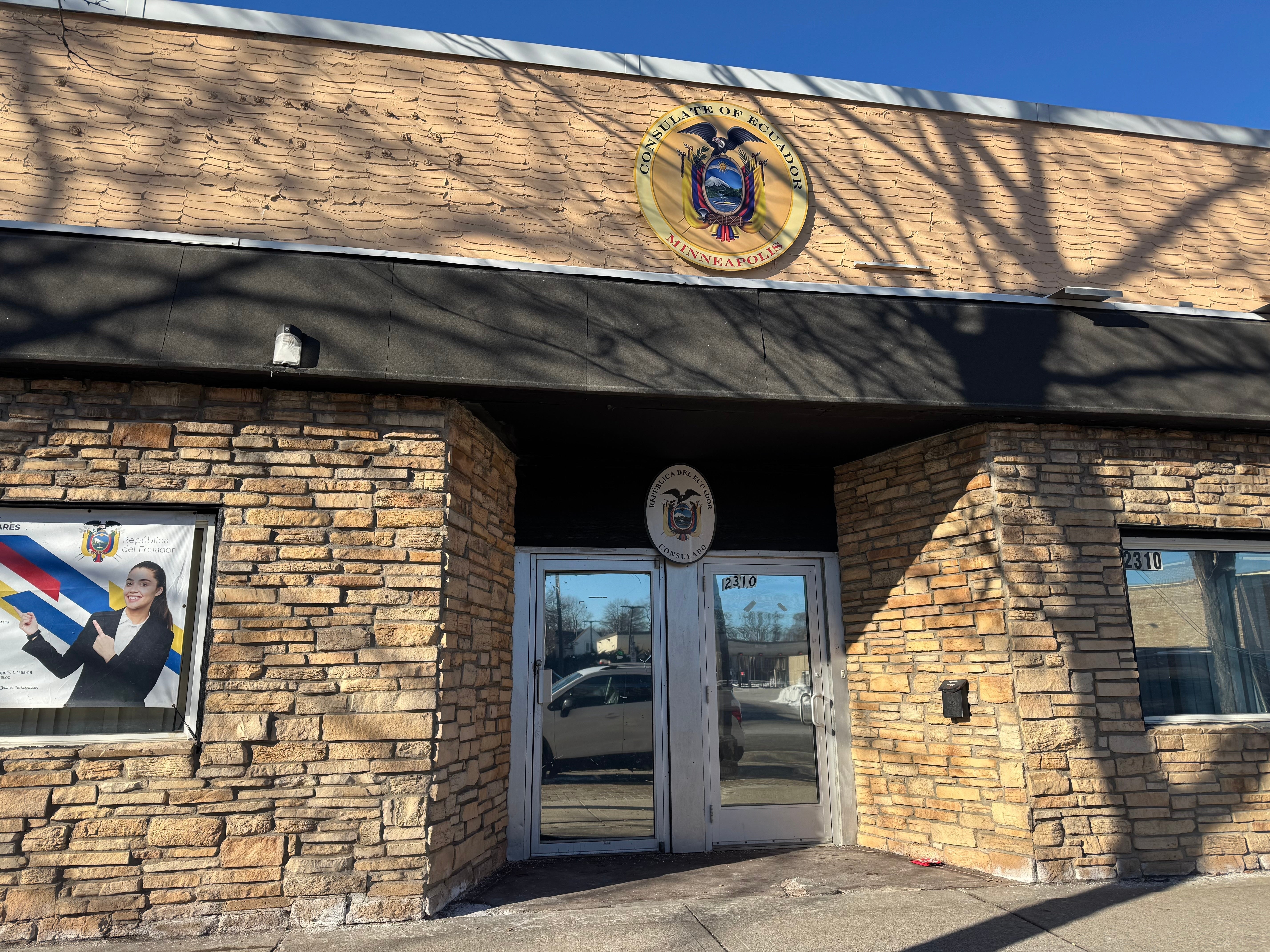 ICE claims officers inadvertently tried to enter the Ecuadorian consulate in Minneapolis, which they agency says was ‘not clearly marked’ despite large seals on the outside of the building