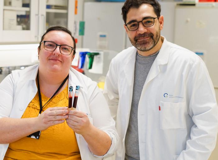 Annikka Polster, Chalmers University of Technology, senior researcher in the study, with Nicola Pietro Montaldo, Oslo University Hospital, who also participated in the study.