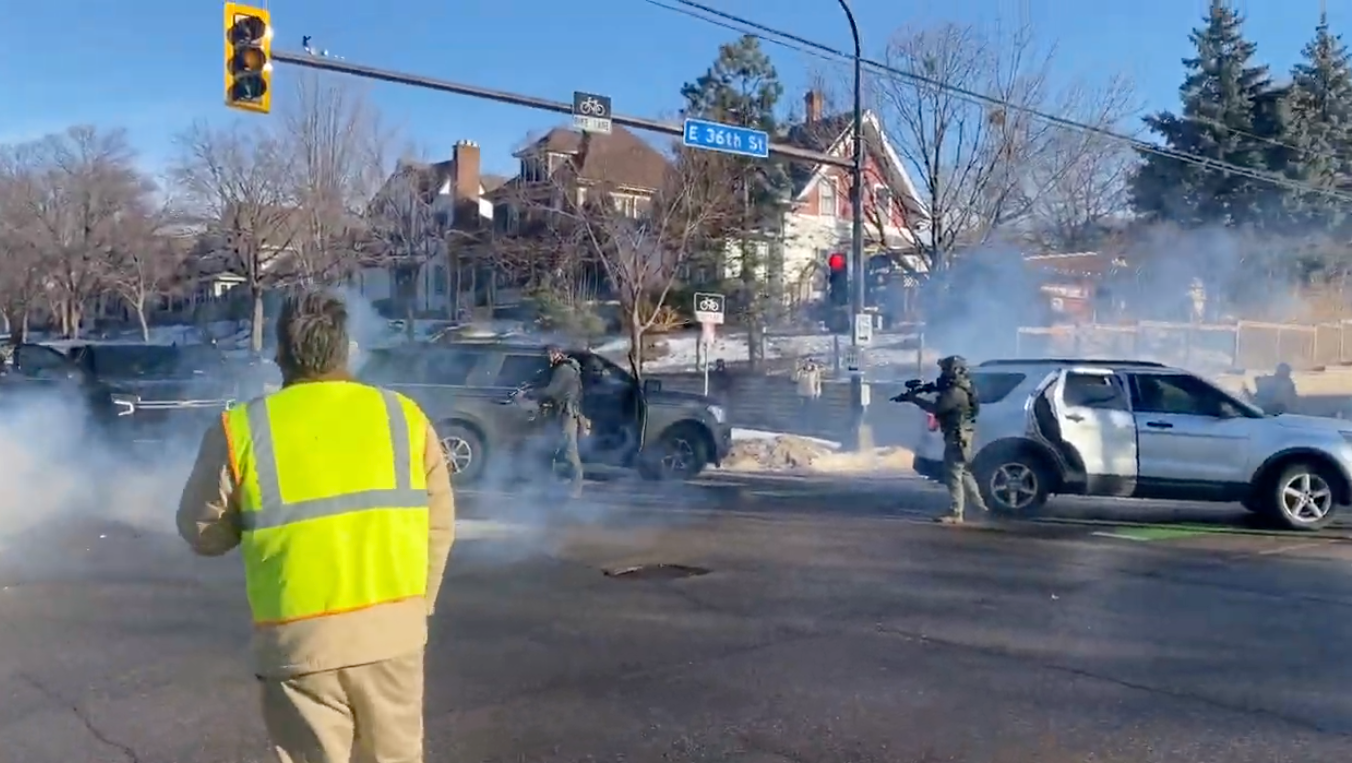 New footage obtained by The Independent shows the moment federal immigration agents sprayed gas at protesters following a tense altercation with Alex Pretti, where they tackled the intensive care nurse to the ground