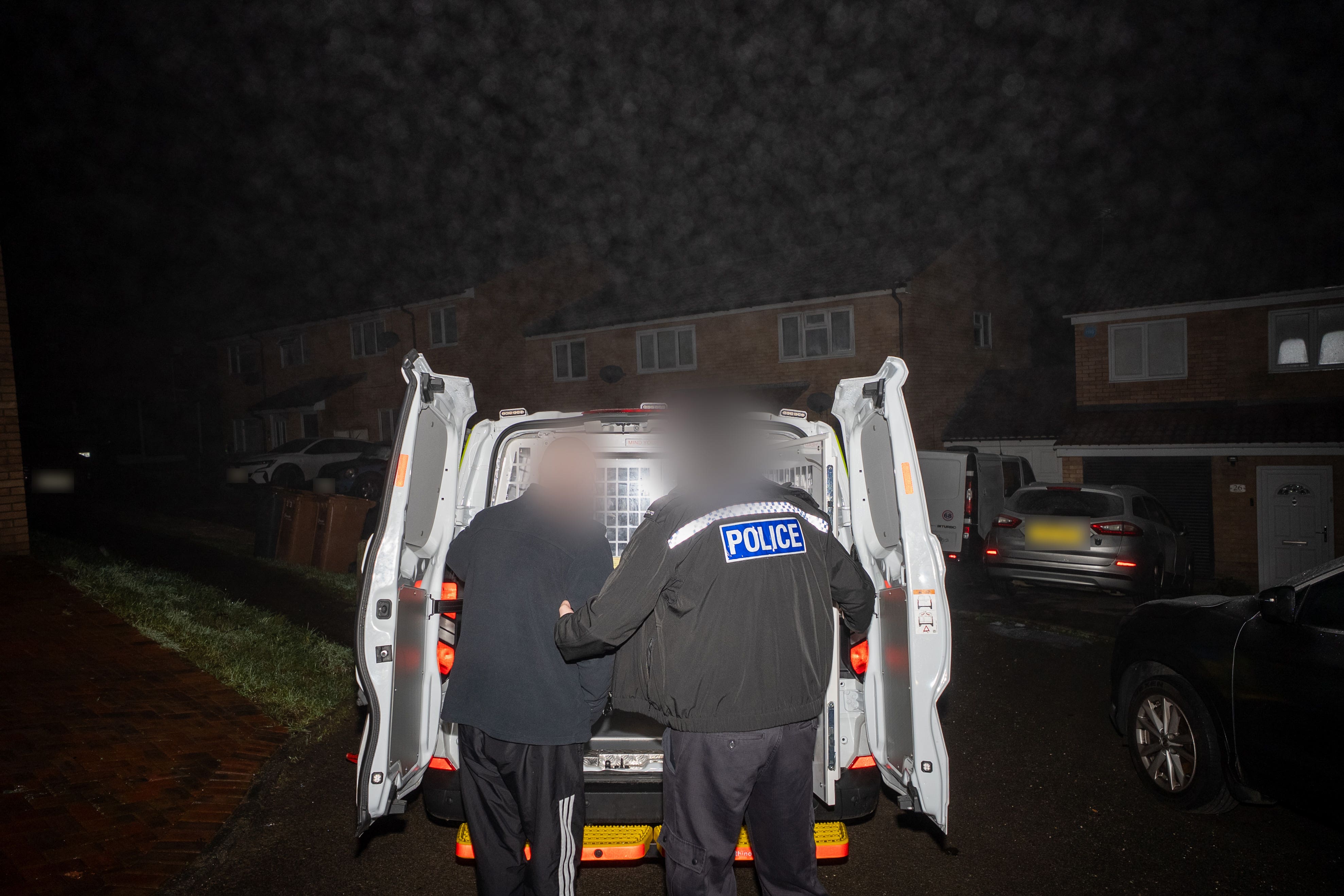 Police making an arrest as part of an ongoing investigation into the large-scale, illegal tipping of waste at a site in Kidlington, Oxfordshire (Defra/PA)