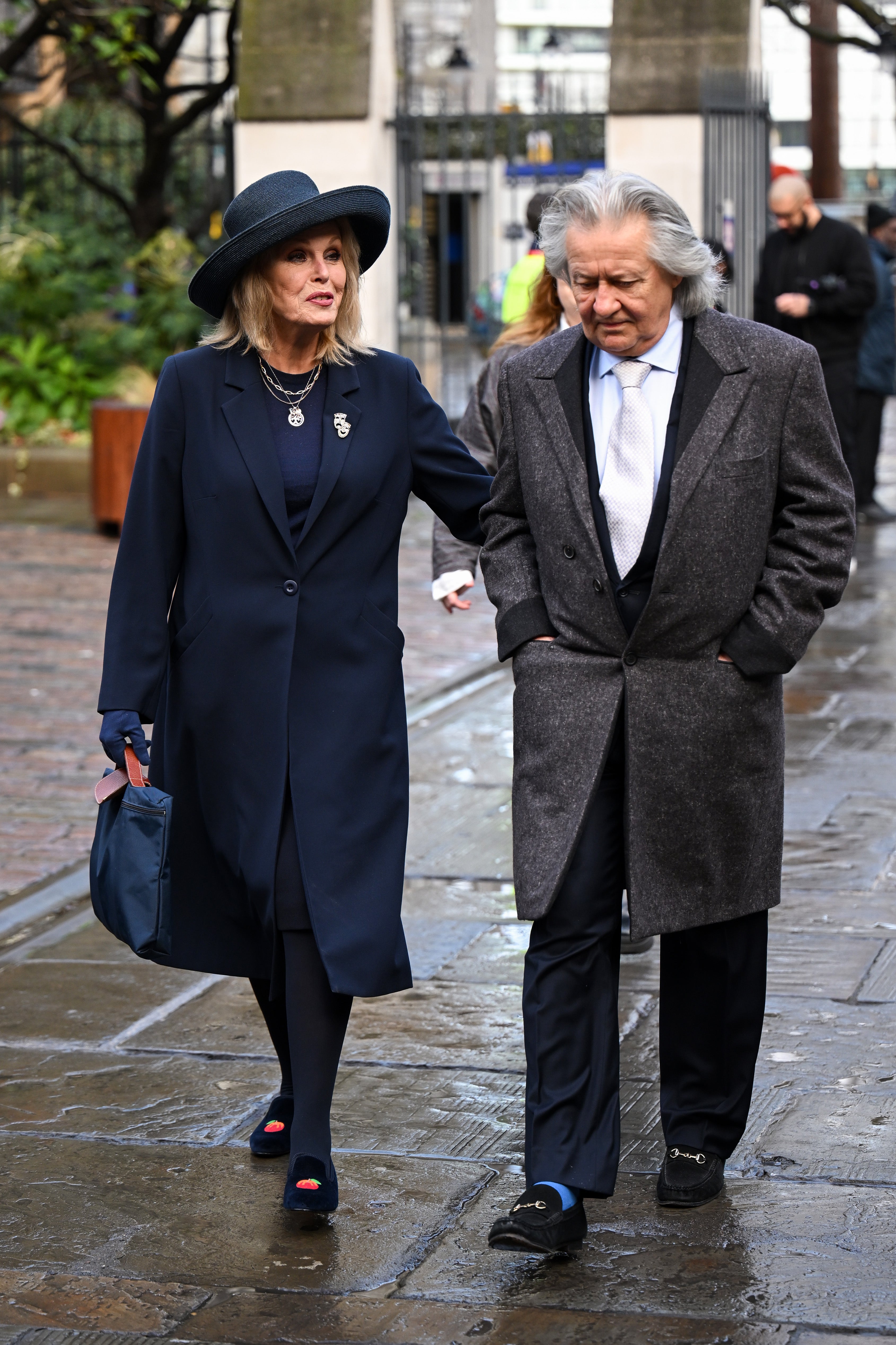 Joanna Lumley and husband Stephen Barlow at Dame Jilly Cooper memorial