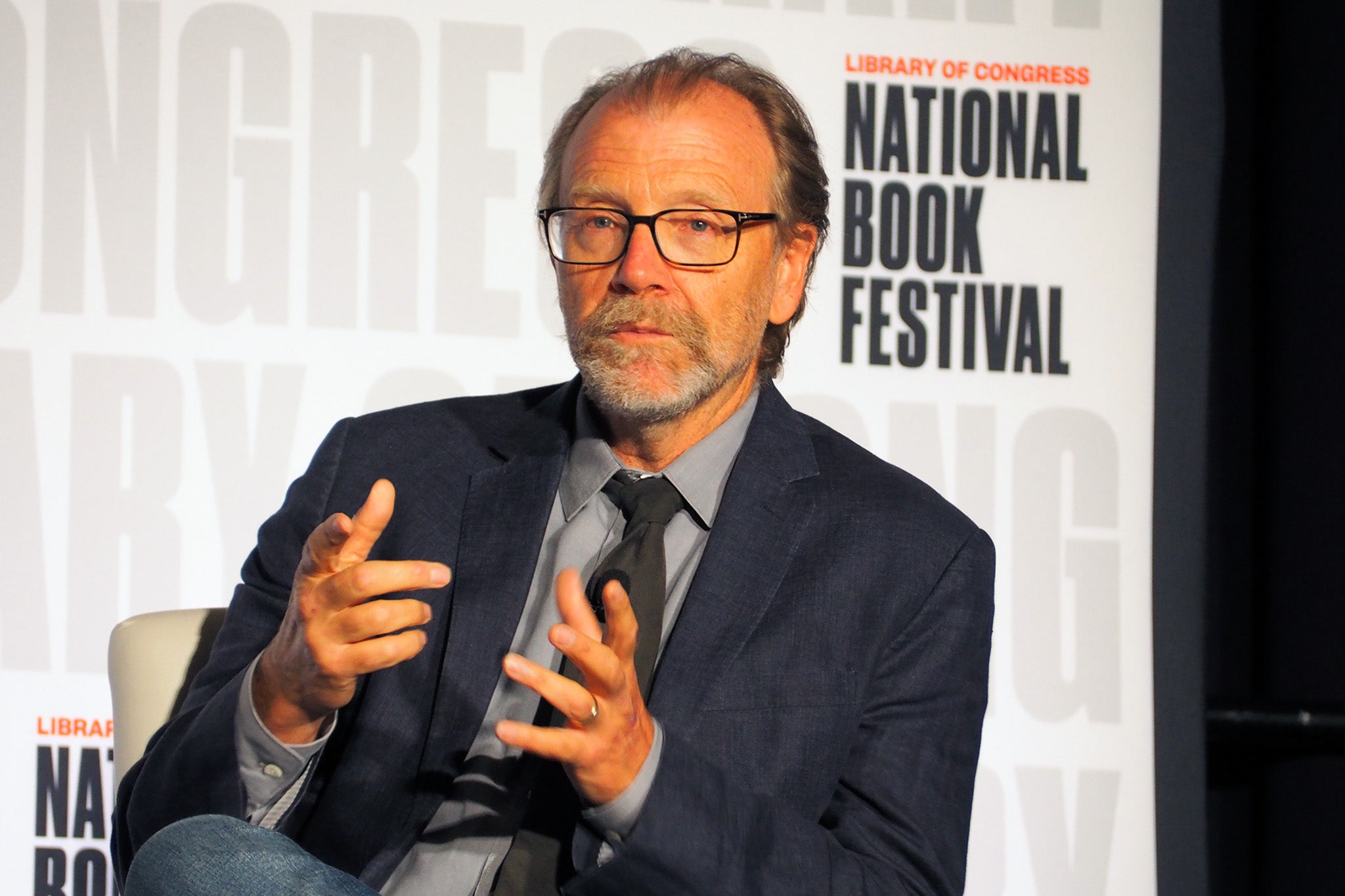Saunders speaks at the 2023 National Book Festival