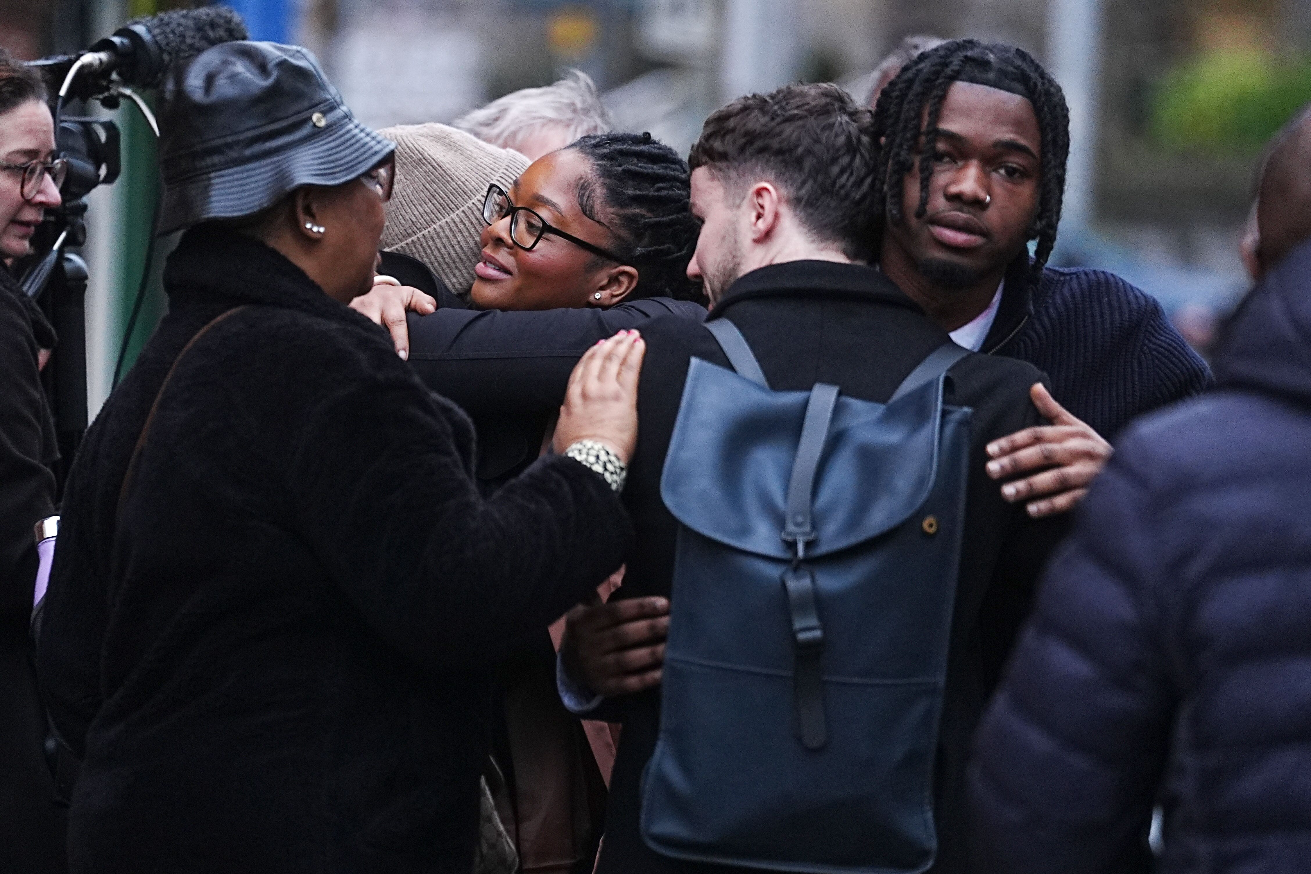 George Nkencho’s family members and supporters outside Dublin District Coroner’s Court following the conclusion of the inquest for George, who was shot dead by gardai in 2020 (Brian Lawless/PA)