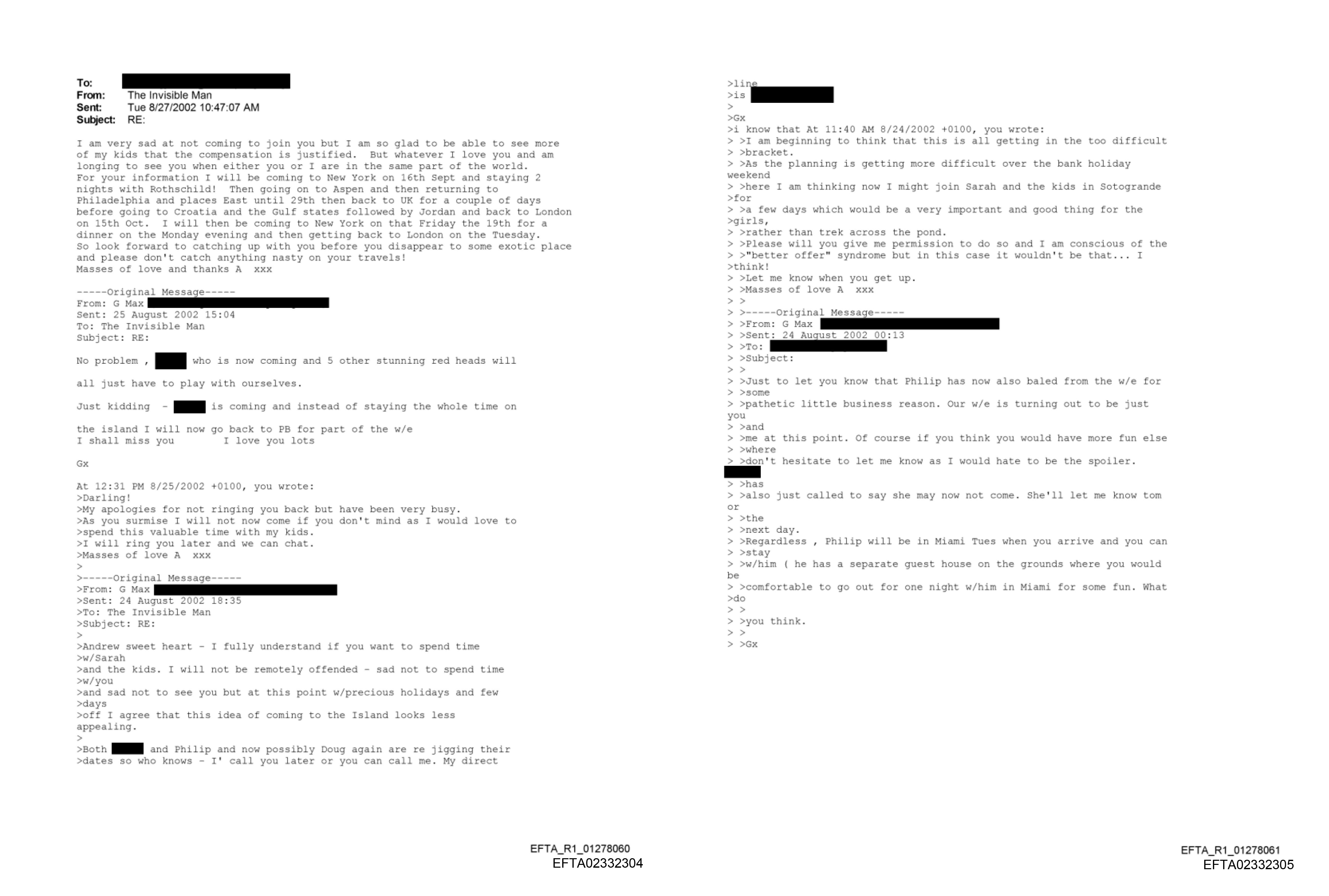 Correspondence between Maxwell and an individual suspected to be Andrew Mountbatten-Windsor