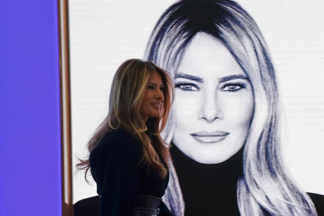 <p>US first lady Melania Trump at the New York Stock Exchange in New York City</p>