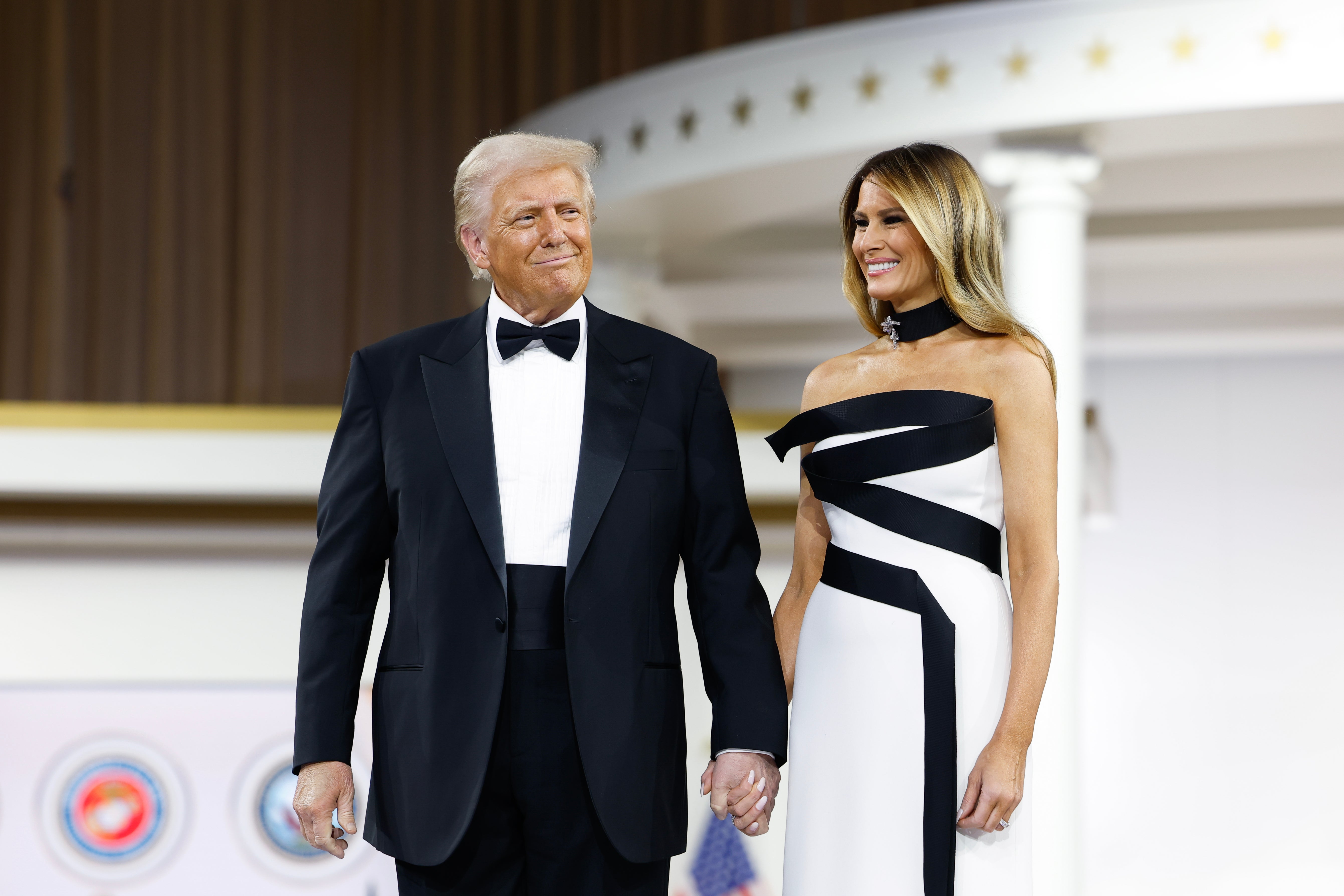 The Trumps at an inaugural ball. The first lady is said to be pocketing more than 70 percent of the $40 million Amazon paid to license the film about the days leading up to President Donald Trump’s return to office