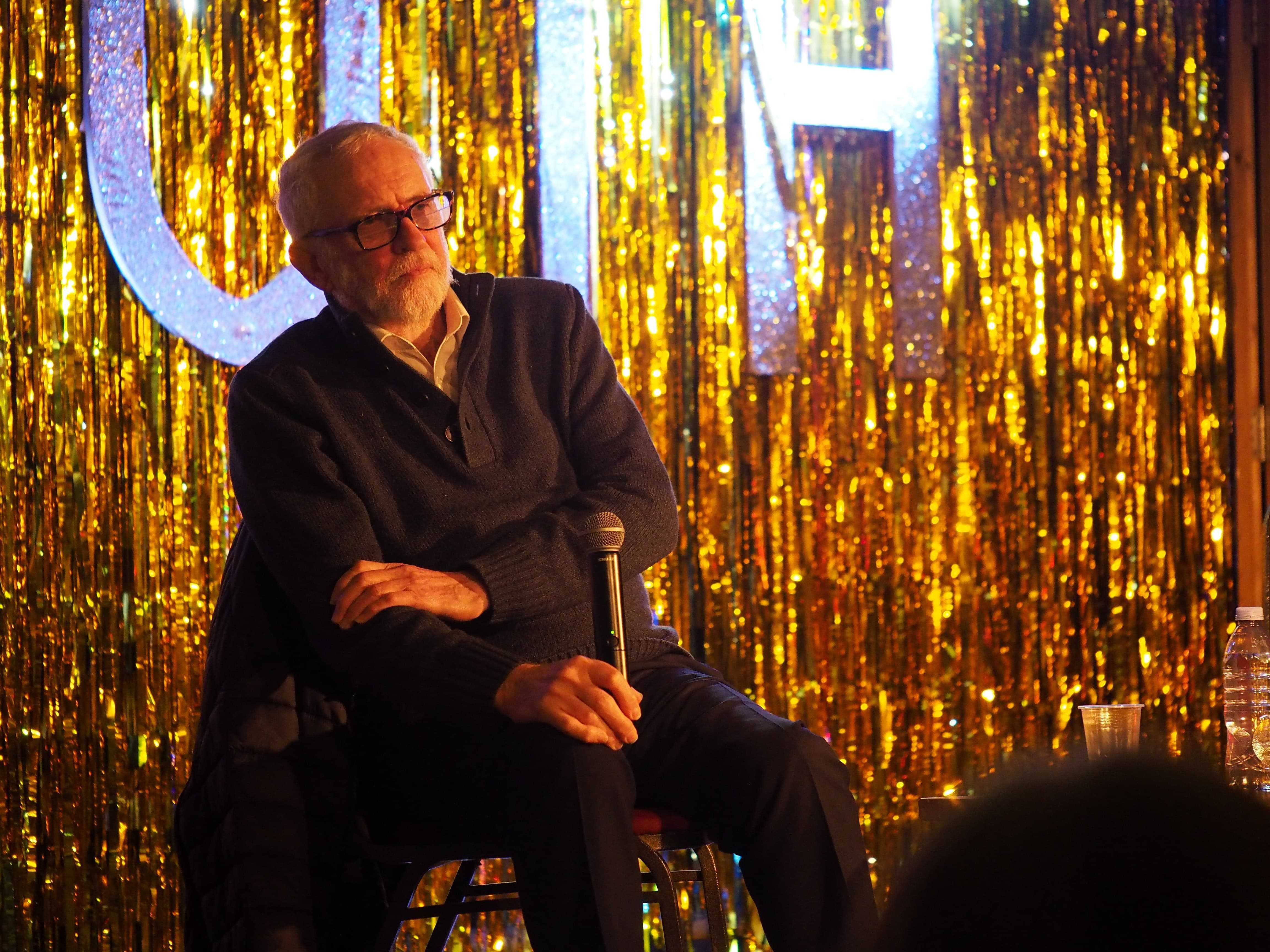 Jeremy Corbyn spoke to a crowd of people at London's historic music venue
