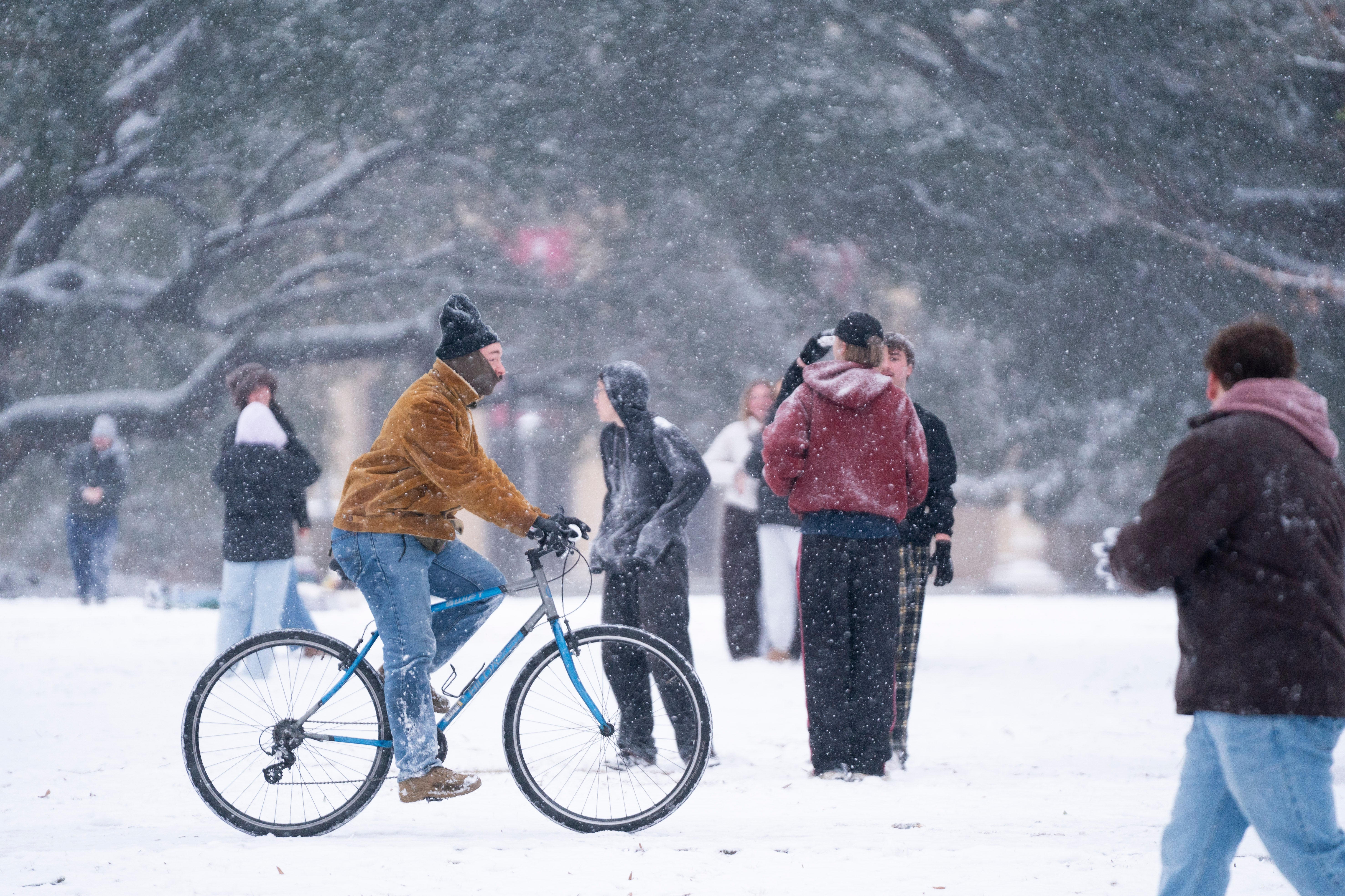 Bitter cold temperatures have spread across the South, with powerful wind gusts making it feel much colder than it actually is outside.