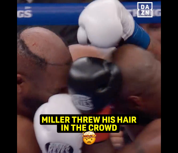 Jarrell Miller’s toupee punched off as heavyweight throws it into the crowd during Kingsley Ibeh fight