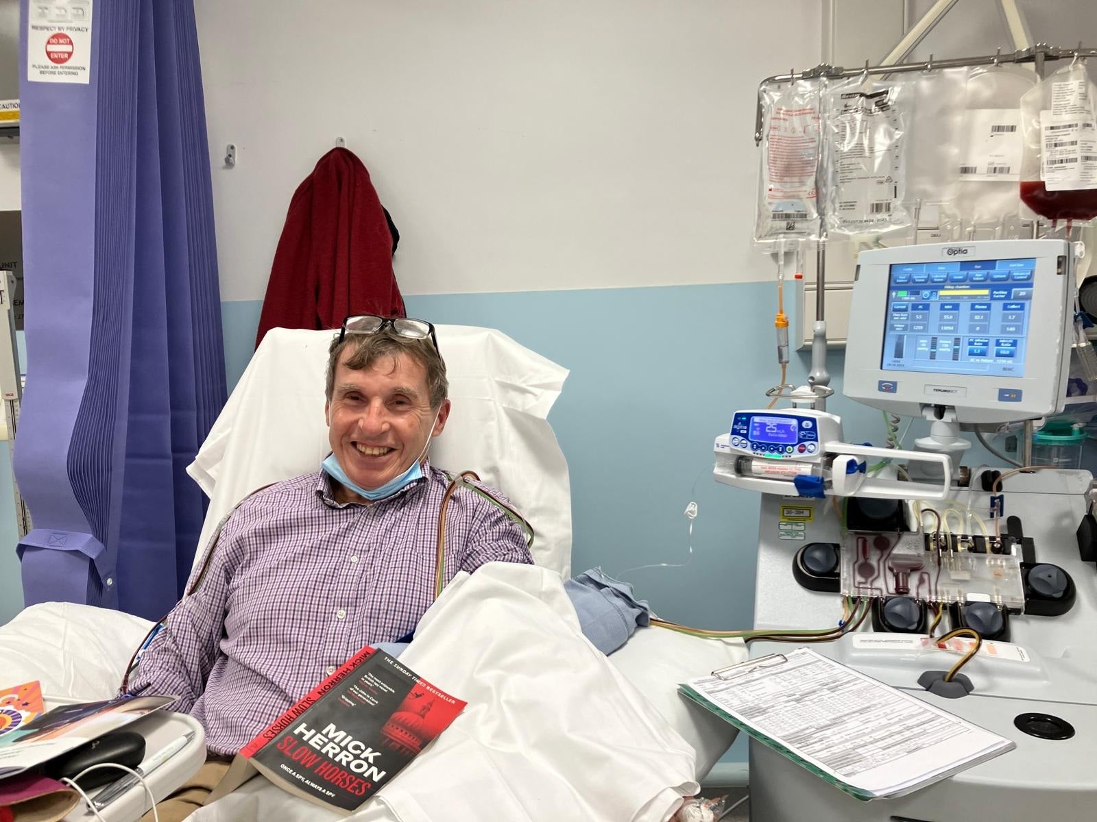 Paul Madley’s cells being collected for treatment
