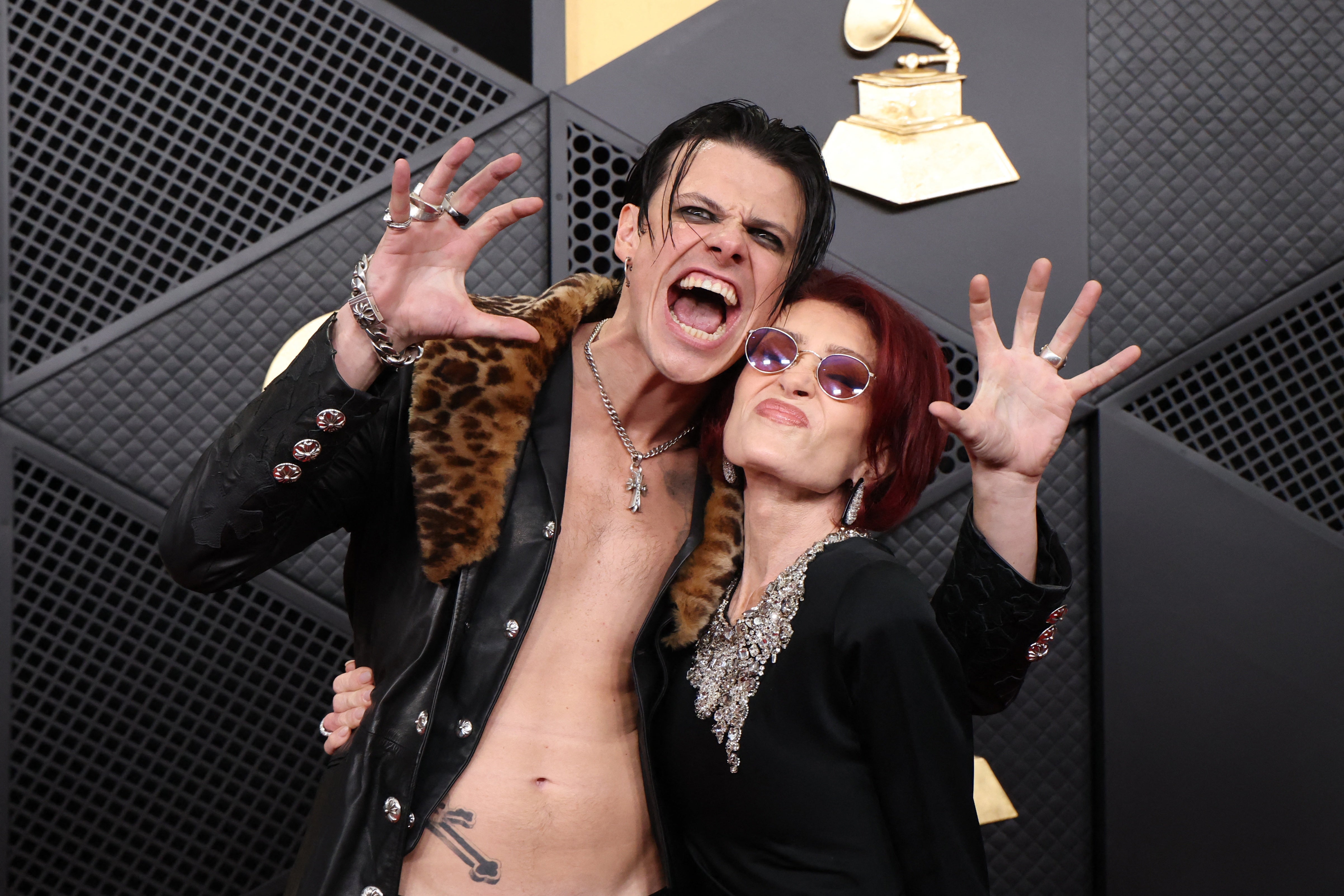 Sharon Osbourne arrived at the red carpet with English singer Yungblud