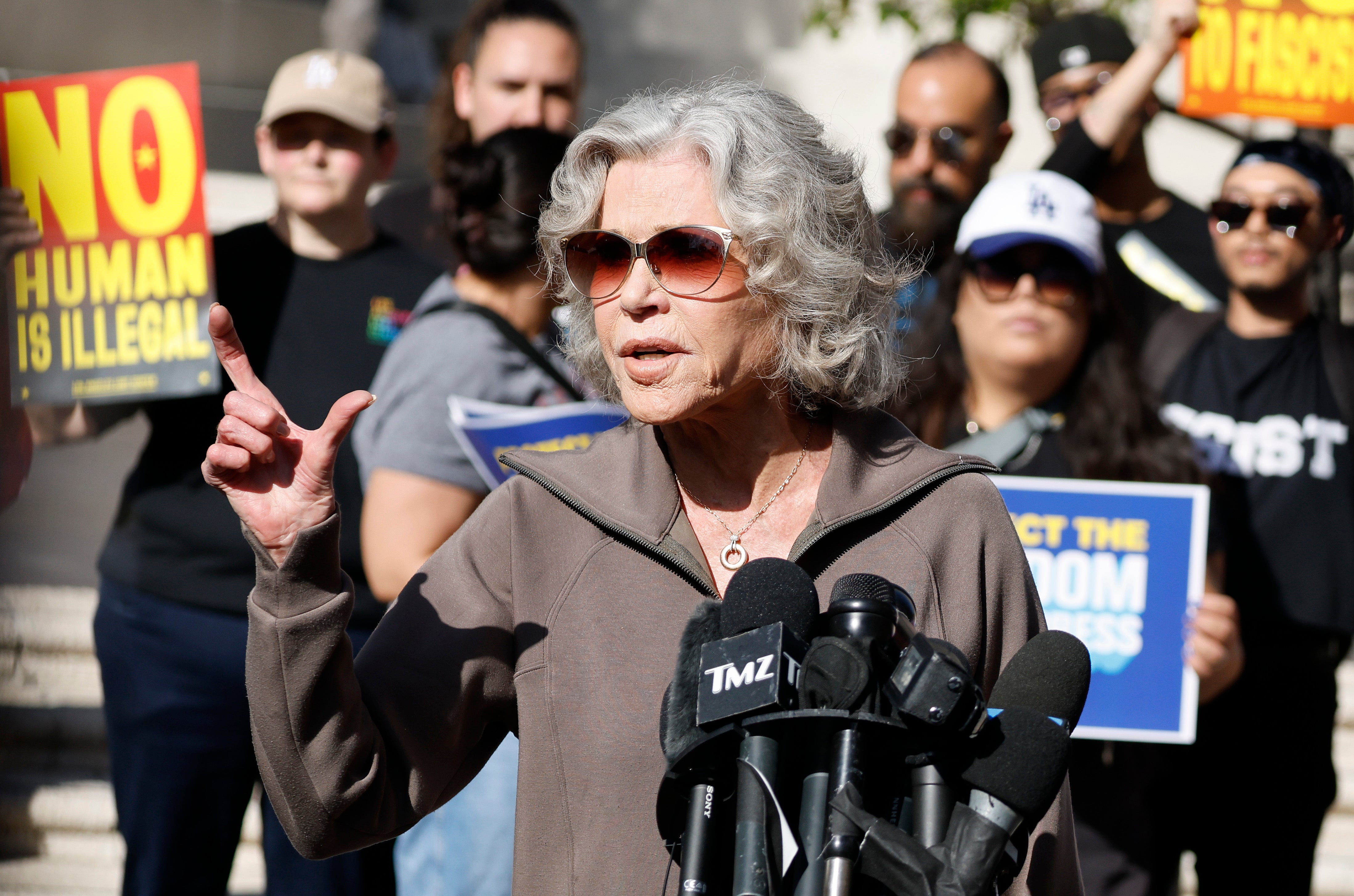 Supporters of Lemon, including actress Jane Fonda, gathered outside a Los Angeles courthouse last Friday