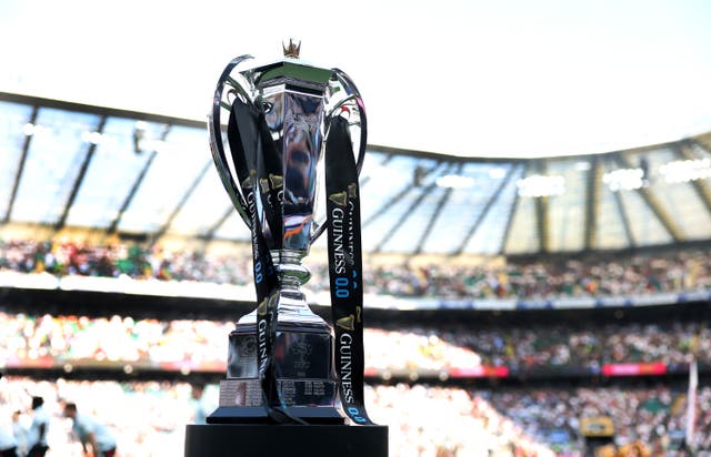 <p>The Six Nations trophy is up for grabs</p>