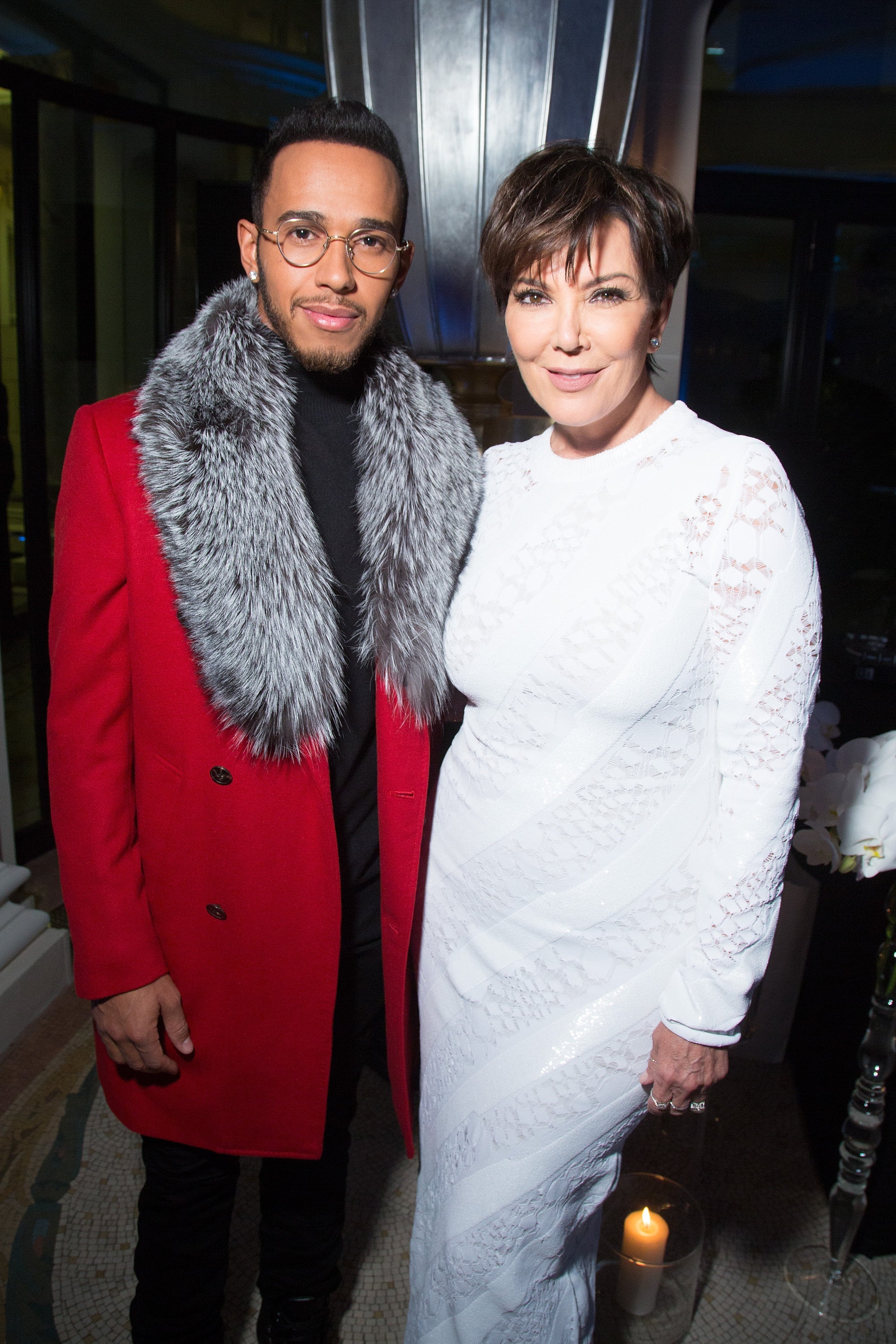 Hamilton e Kris Jenner na Paris Fashion Week em 2016