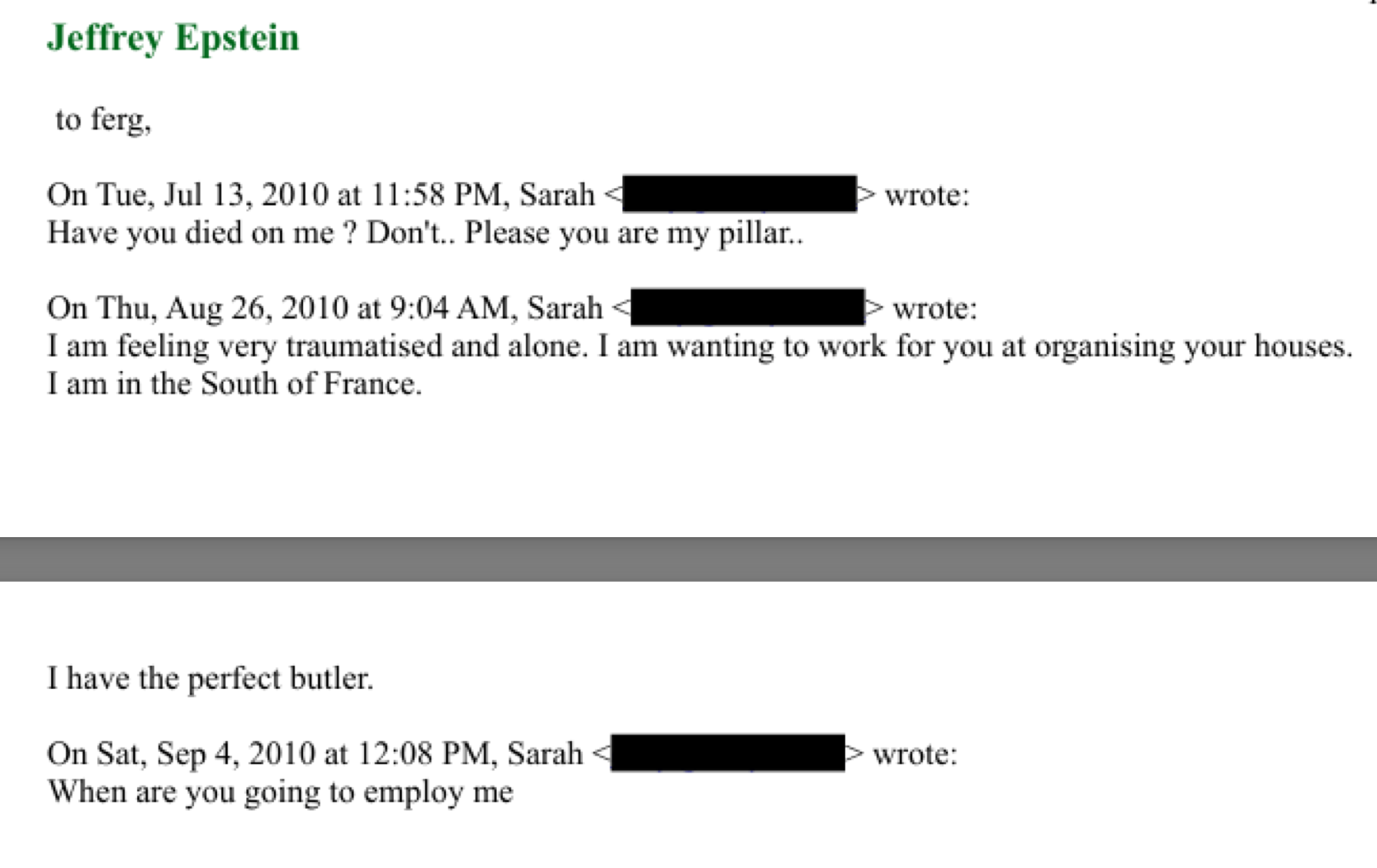 Sarah Ferguson emailed Epstein multiple times following his conviction