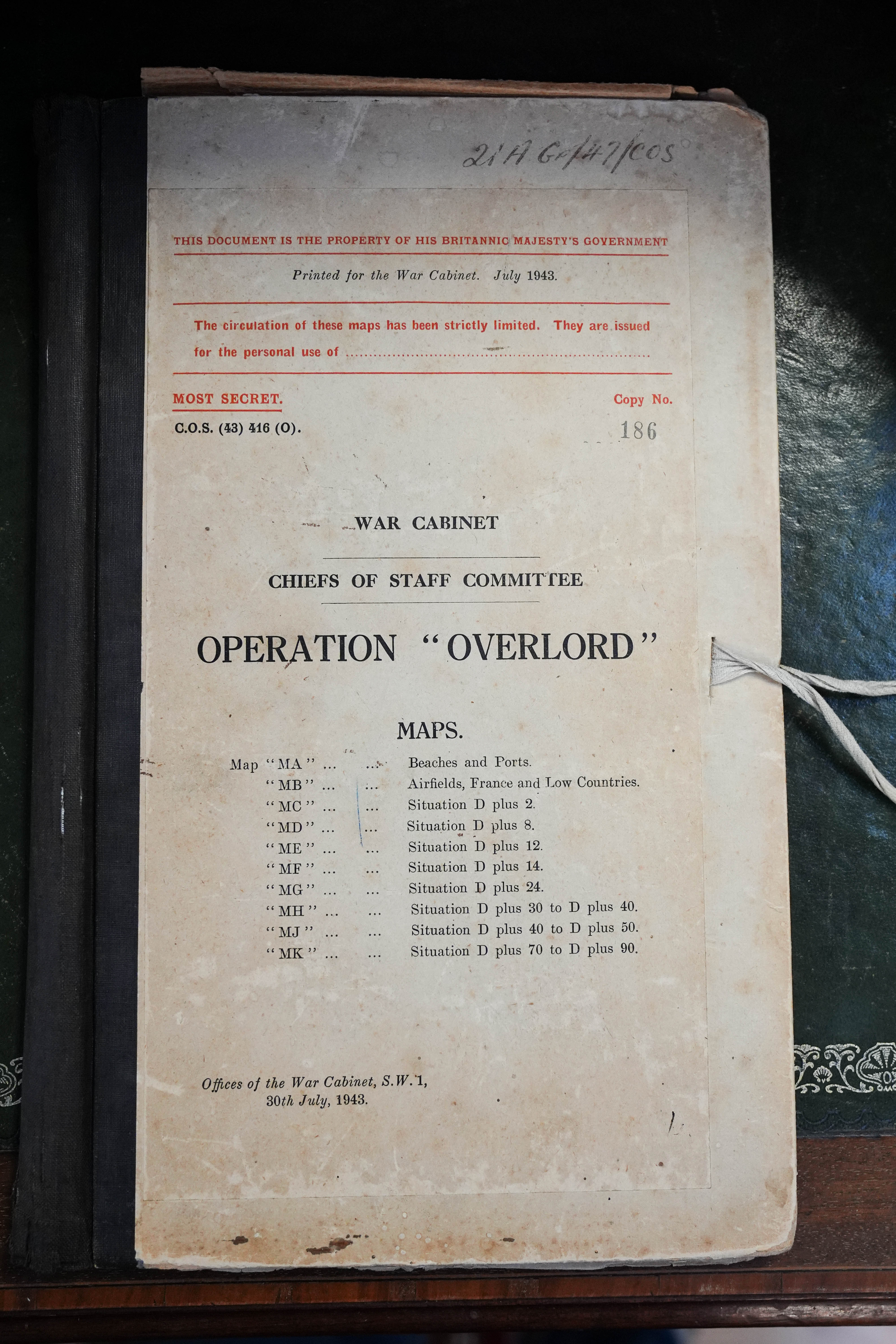 Created by Lieutenant General Frederick Morgan, known as 'the forgotten architect of D-Day', the blueprint includes preparatory measures prior to the invasion, codenamed Operation Overlord
