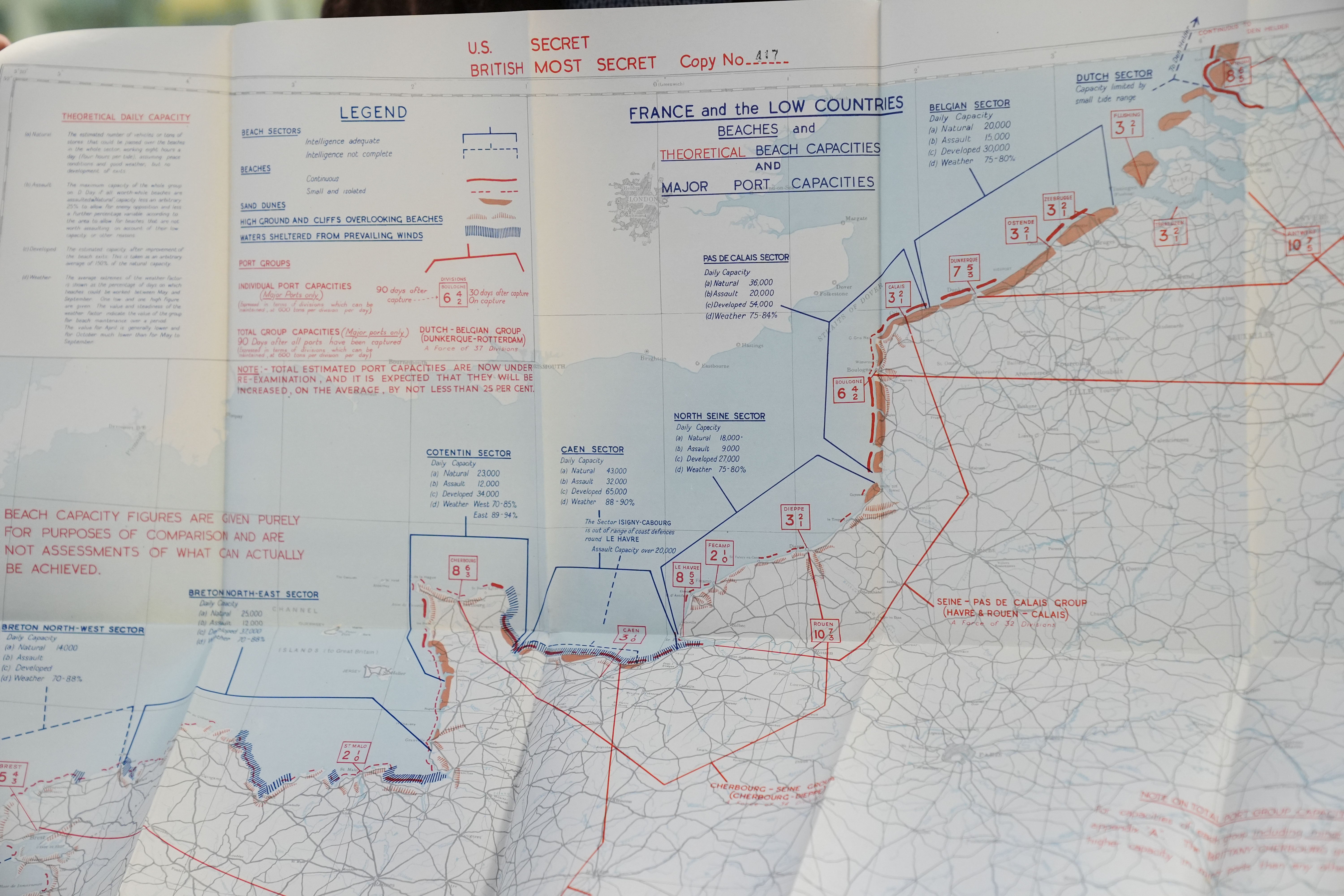 Dated July 30, 1943 - almost a year before the invasion codenamed Operation Overlord - the document and maps, hand numbered Copy 186, were intended for the eyes of only a handful of the most senior members of the British and Allied command