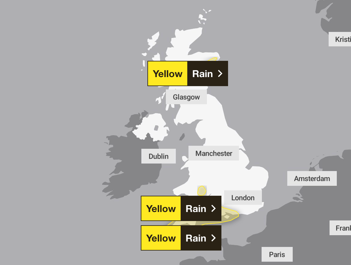 The Met Office has issued three new weather warnings for Thursday
