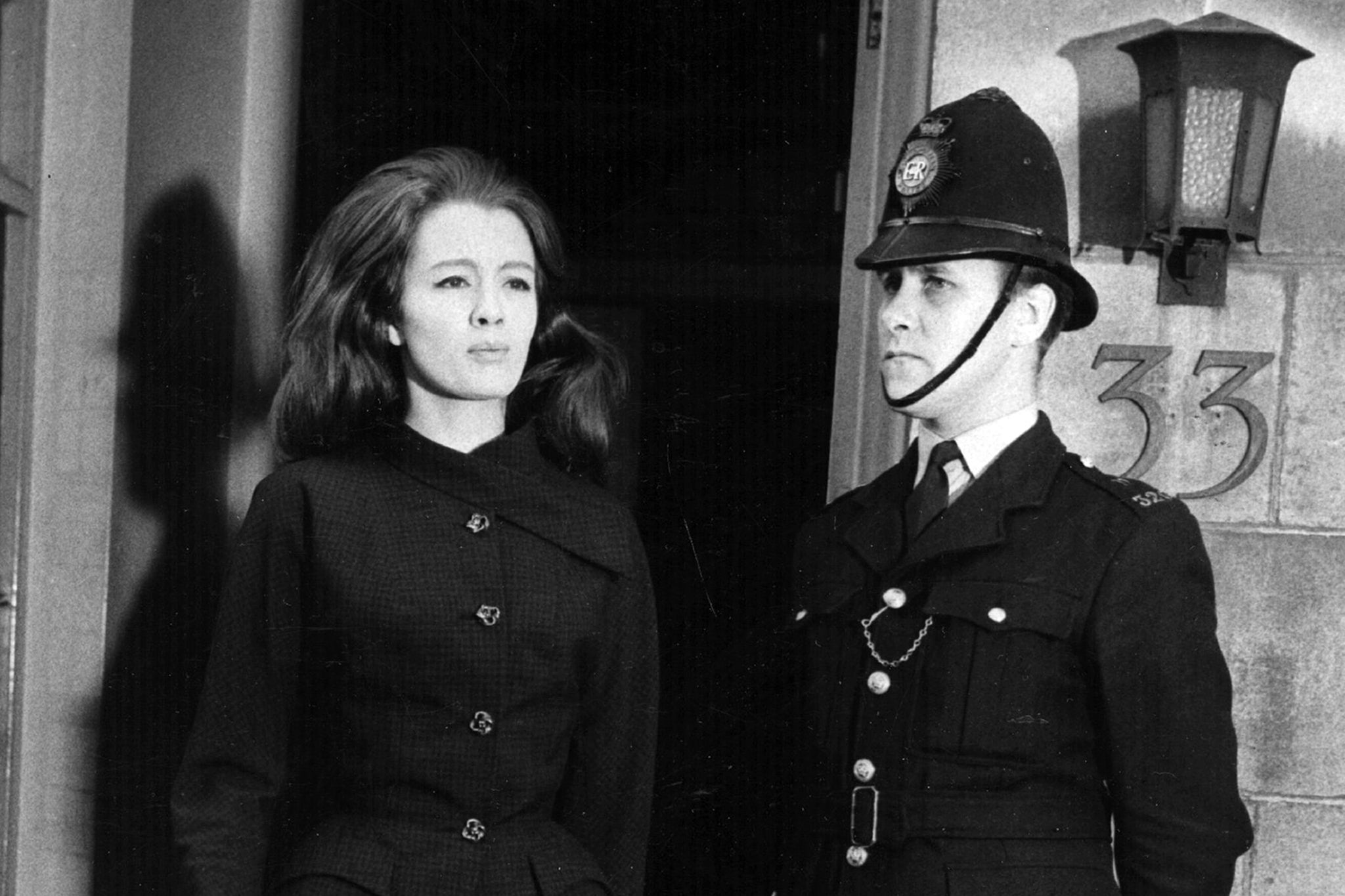 Christine Keeler, the party girl who played a central role in the Profumo affair, outside Marylebone Court, where in 1963 she was tried for perjury and conspiring to obstruct the course of justice