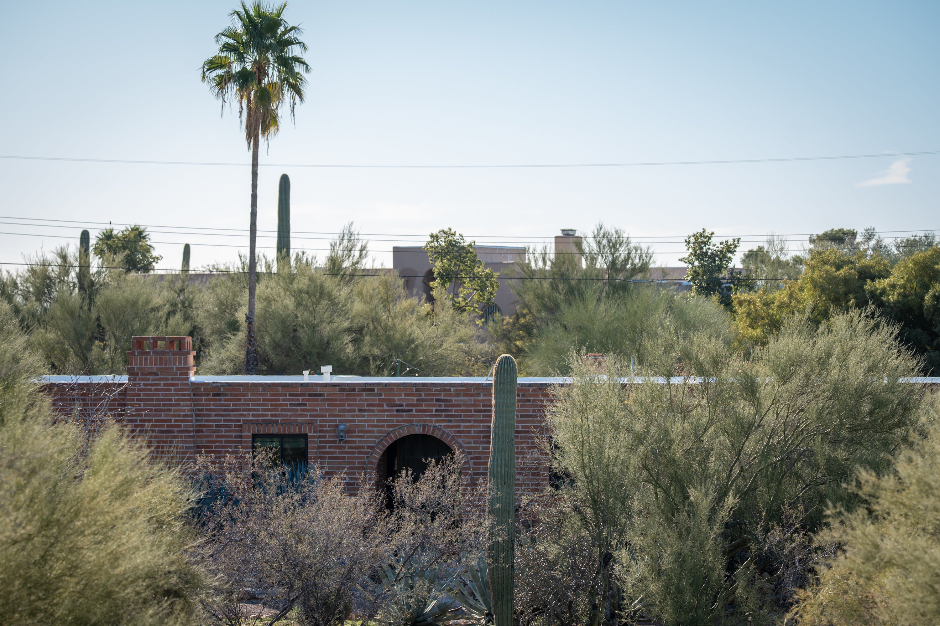 The exterior of Nancy Guthrie's Arizona home, where she was last seen on Saturday evening, according to police