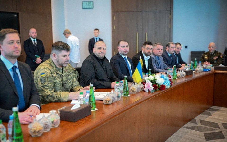 Secretary of Ukraine's National Security and Defence Council Rustem Umerov and other members of the Ukrainian delegation attend the second round of trilateral talks between the U.S., Russia and Ukraine, in Abu Dhabi, United Arab Emirates, February 4, 2026.