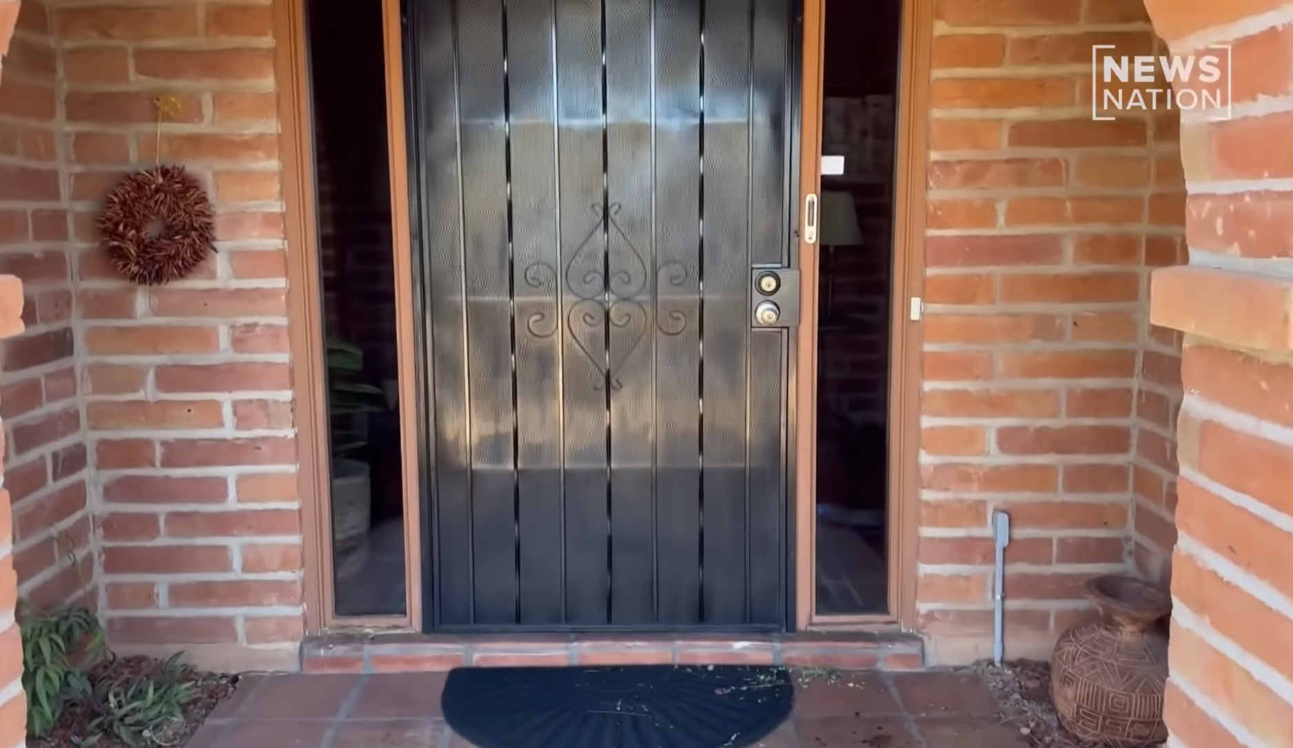 A trail of blood (right) leading from the front door of Nancy Guthrie’s home in the wake of her disappearance. The sheriff’s office has not said whose blood was found