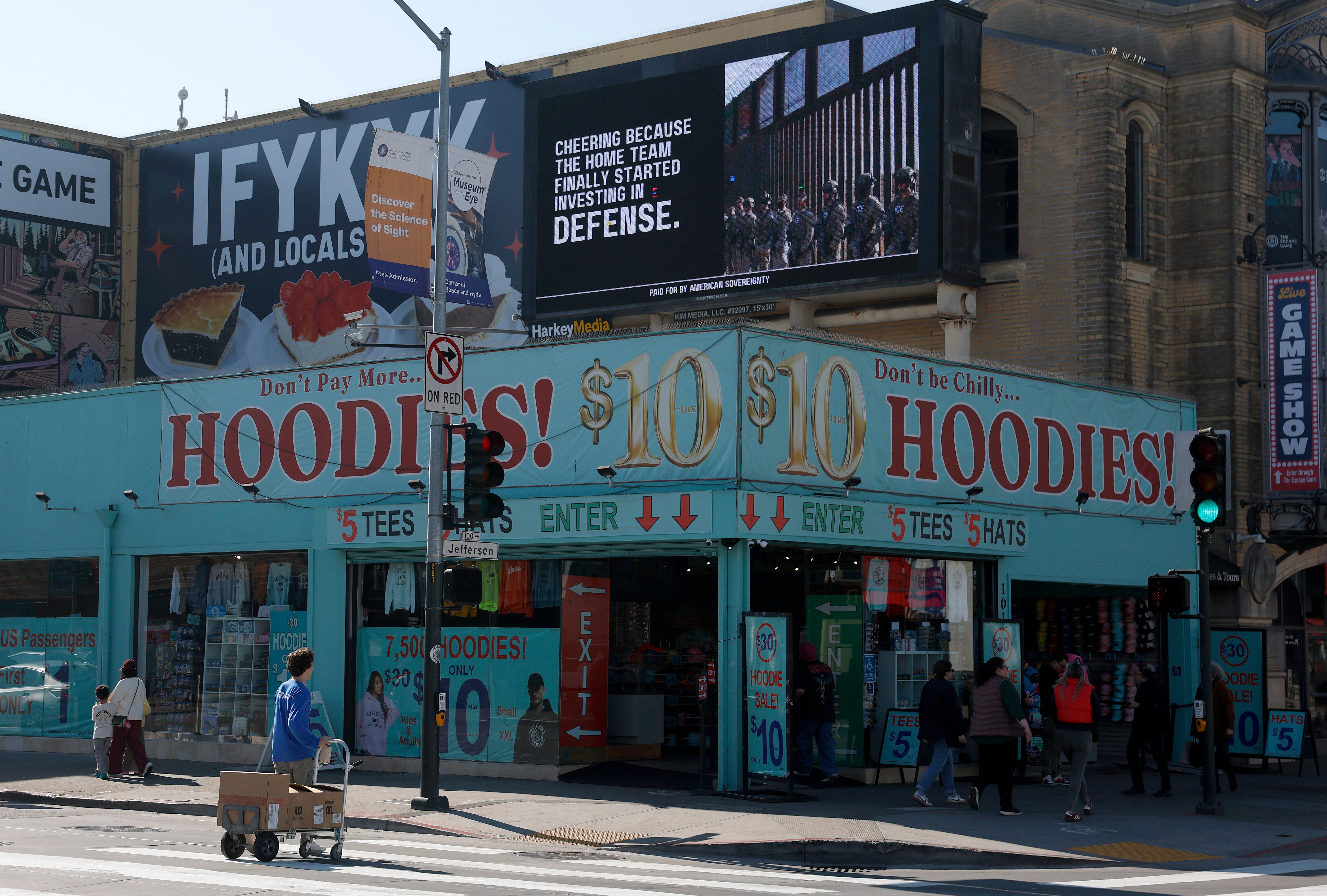 The pro-ICE messaging was seen on a digital billboard in the Fisherman's Wharf neighborhood