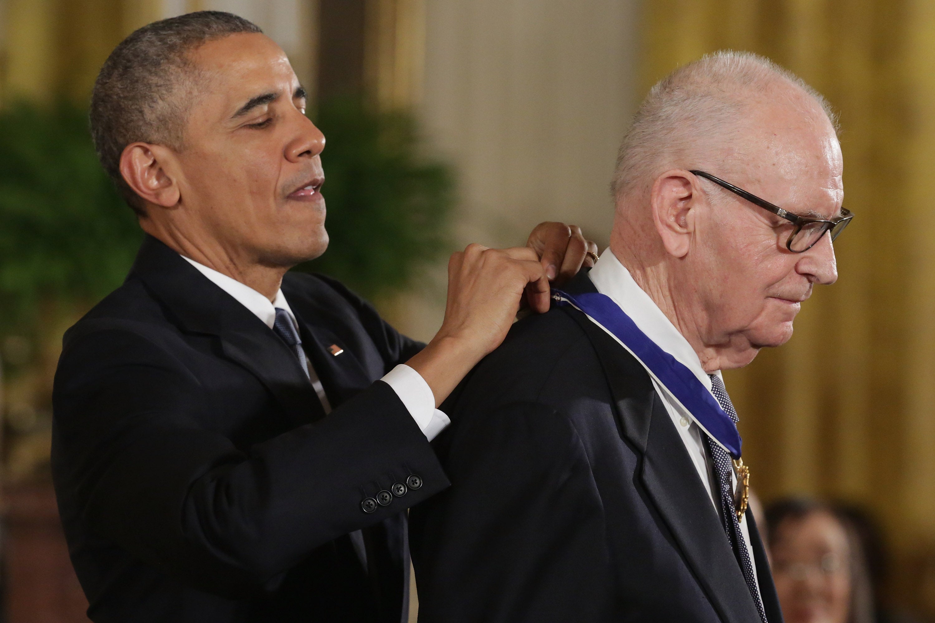 During the ceremony, Obama said Hamilton was a man ‘widely admired’ on both sides of the aisle ‘for his honesty, his wisdom, and consistent commitment to bipartisanship’