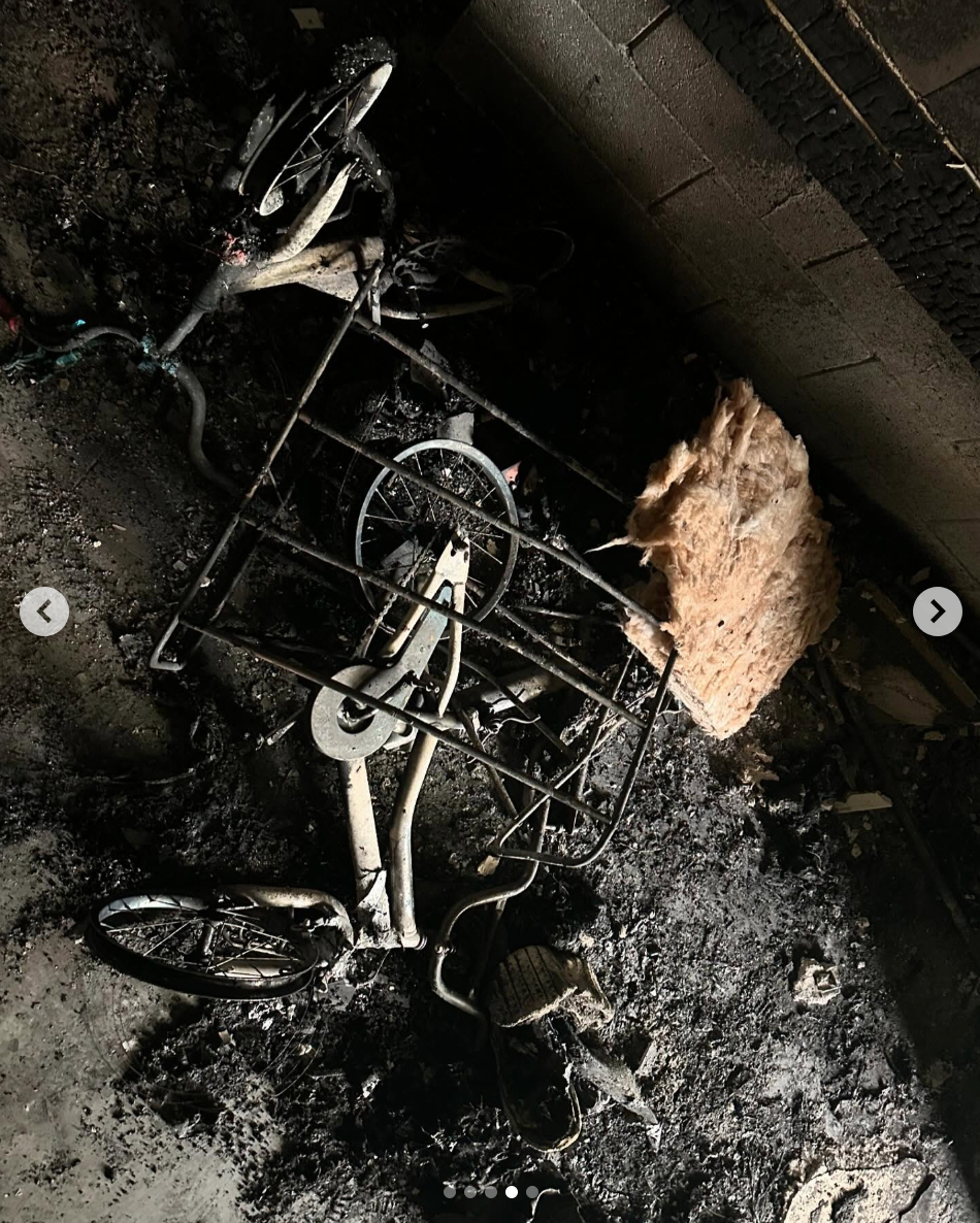 A photo posted online by Randall Cobb following a June 2024 blaze at his Nashville mansion shows the extent of the damage. Investigators have confirmed that the fire was caused by a faulty Tesla charging cable, according to court records