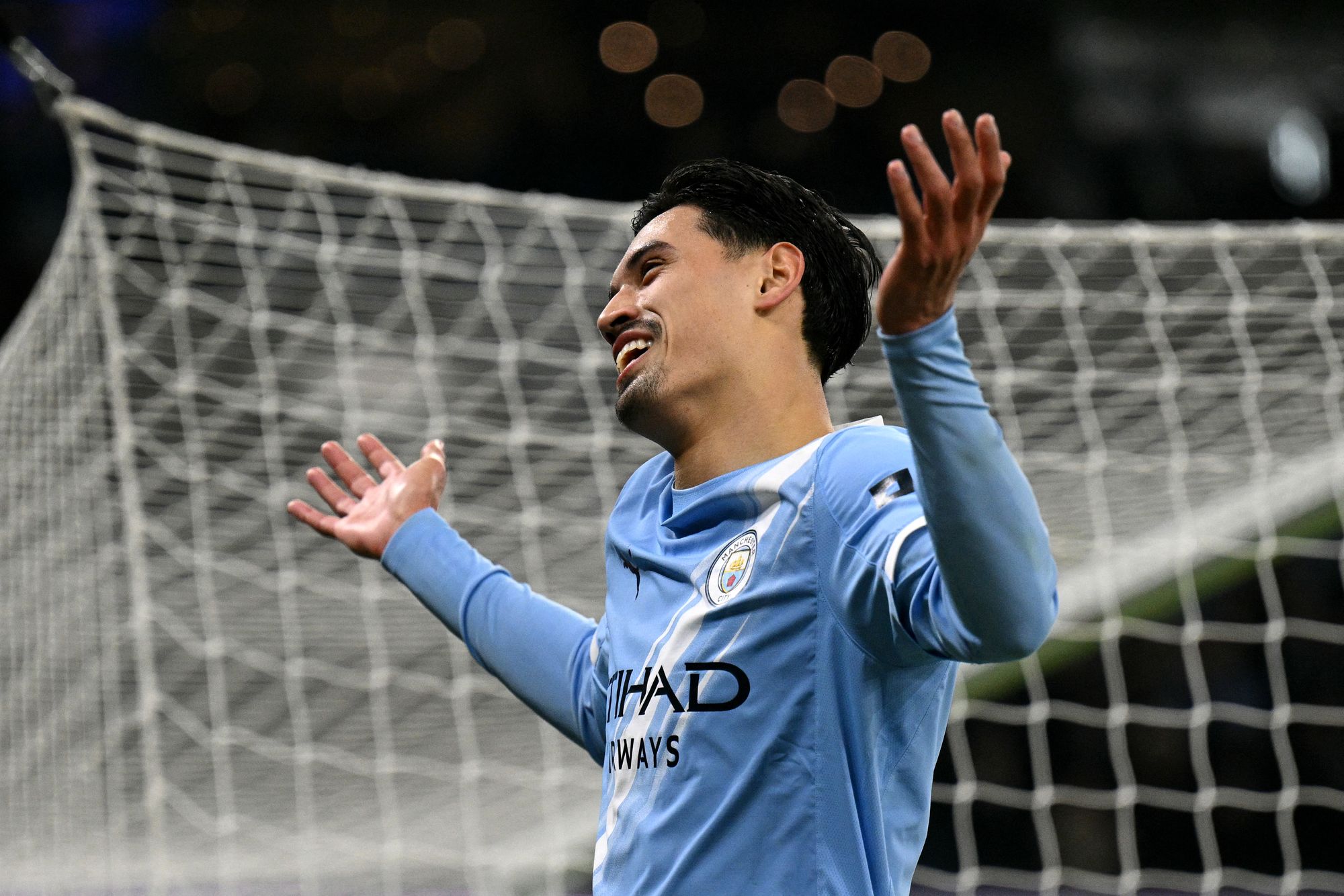 Tijjani Reijnders celebrates his goal against Newcastle
