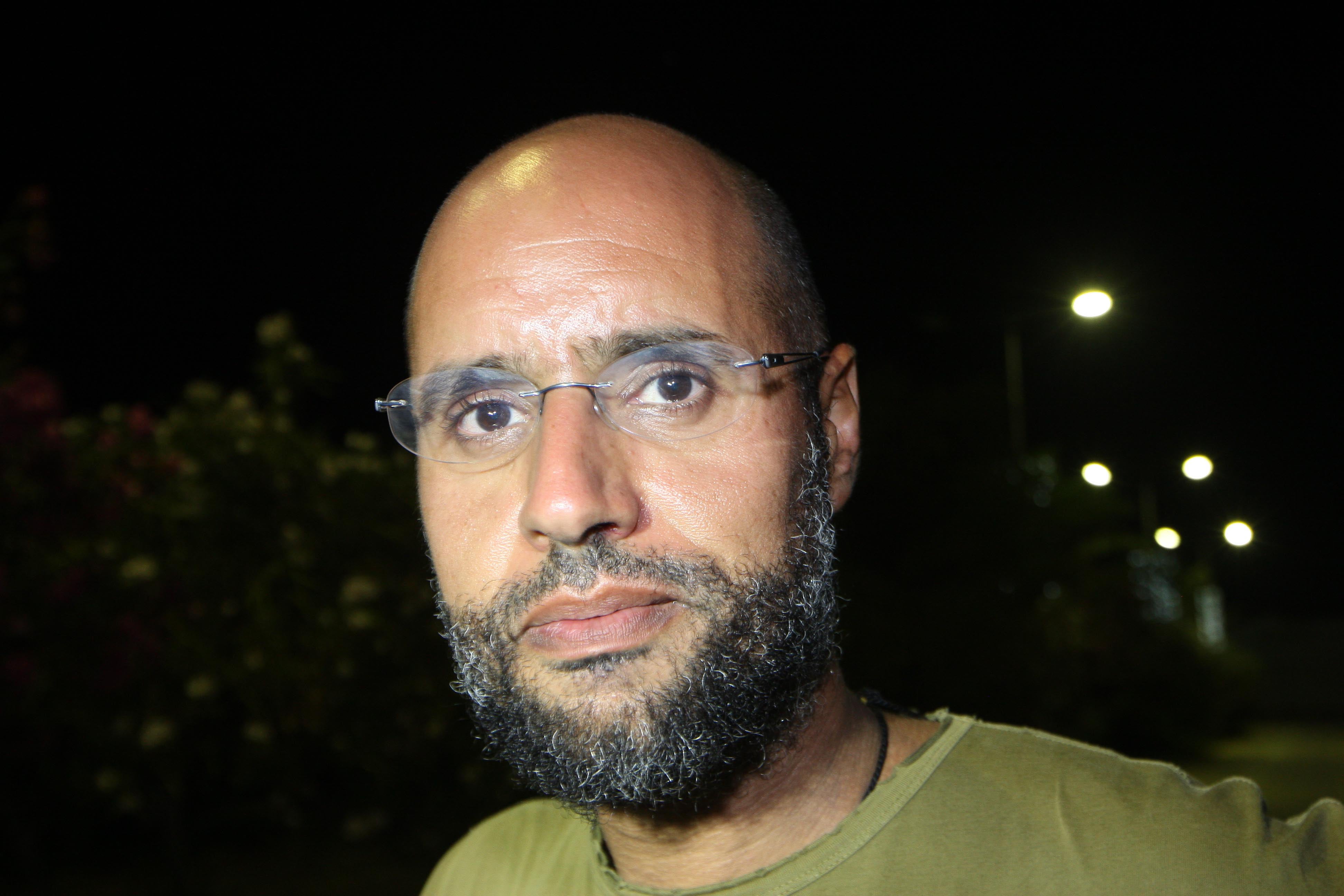 Saif al-Islam Gaddafi, pictured 23 August 2011, when rebels had begun their advance on Tripoli