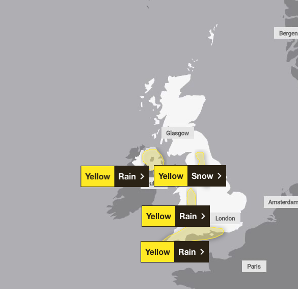The UK will see more snow and rain on Thursday and on Friday