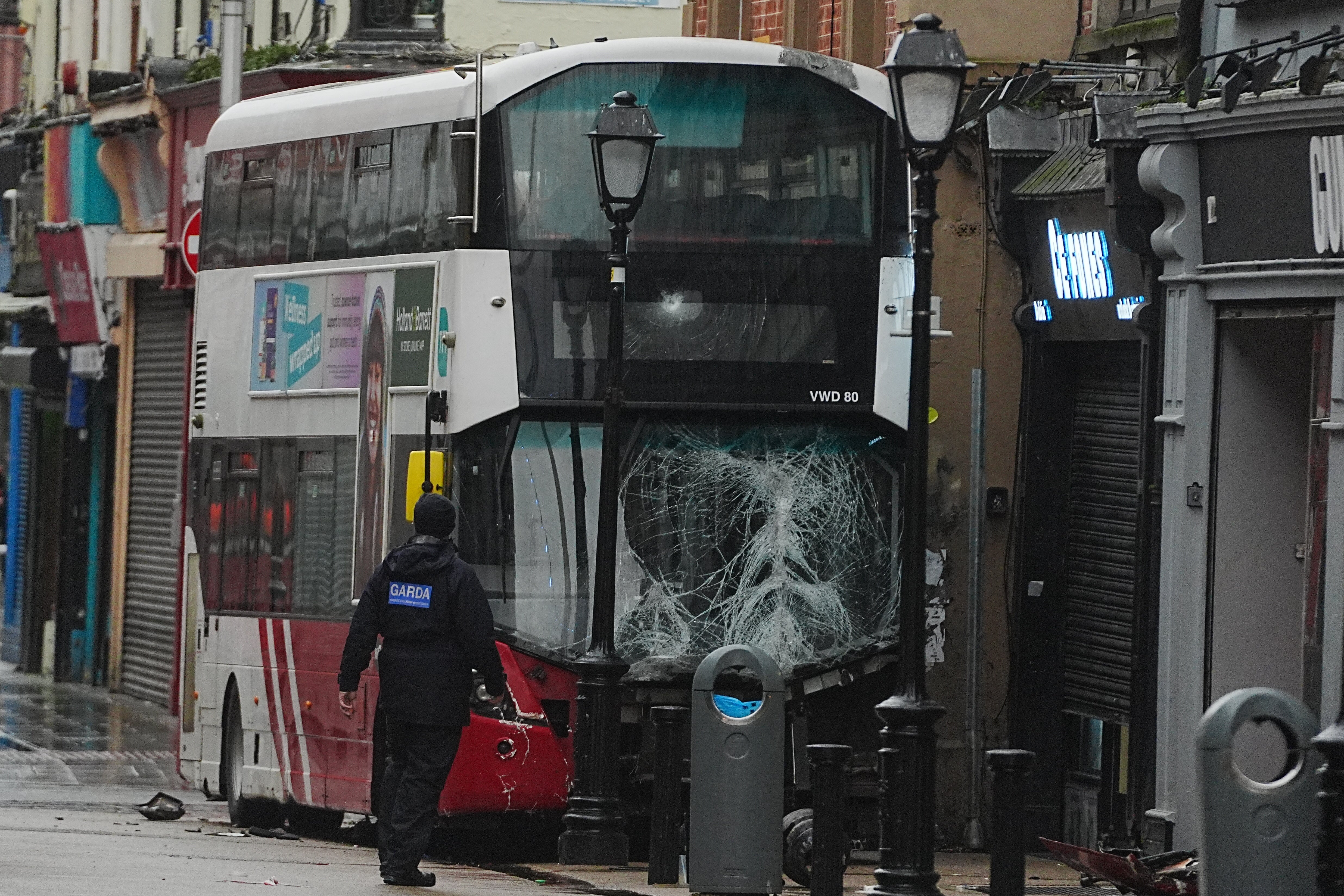 The scene on Talbot Street in Dublin city centre after a number of pedestrians were hit by a double-decker bus