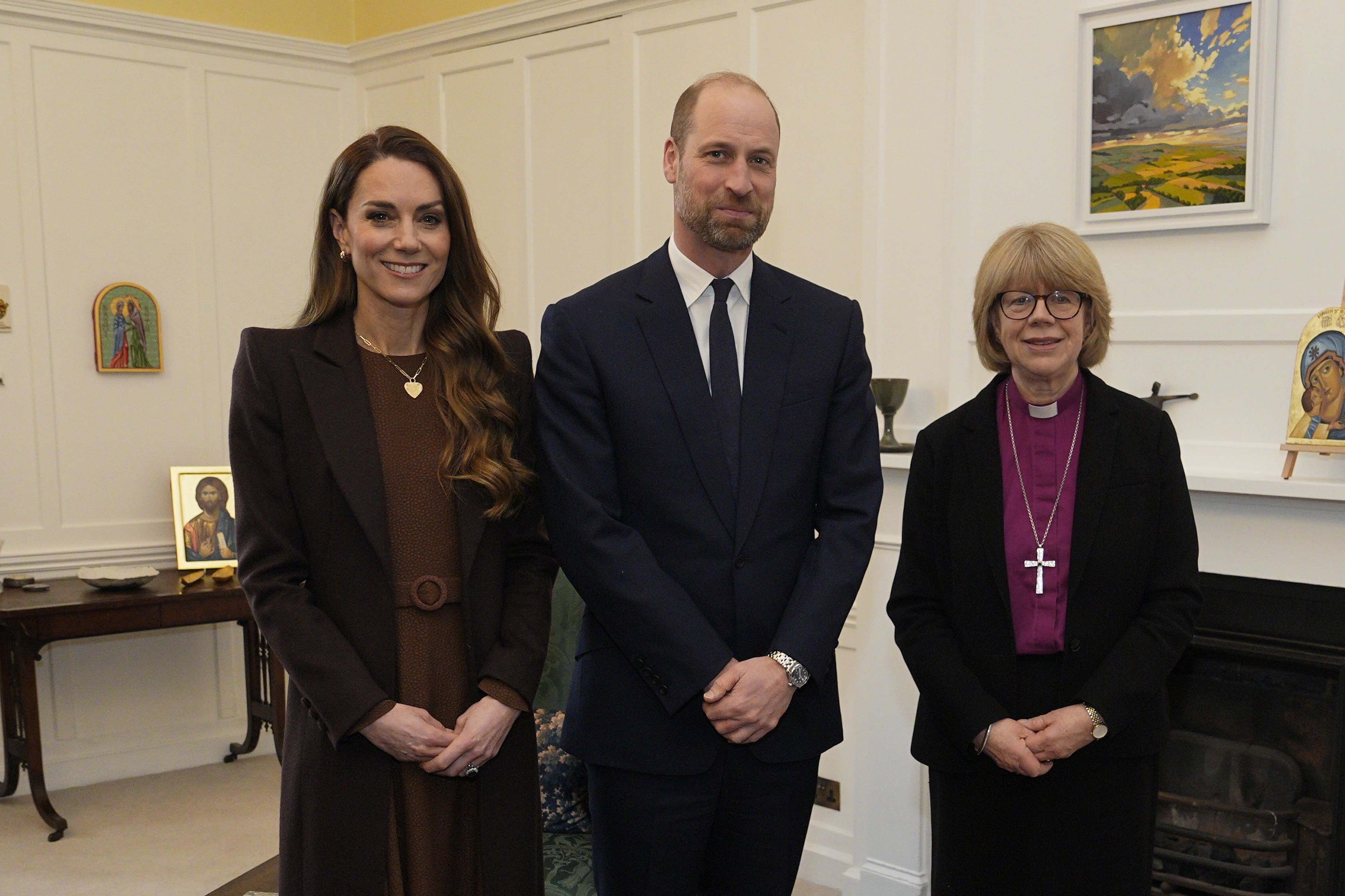 The Prince and Princess of Wales met the Archbishop of Canterbury Dame Sarah Mullally during an audience at Lambeth Palace (Aaron Chown/PA)