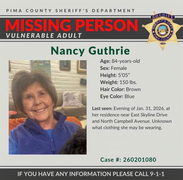 <p>Nancy Guthrie, 84, was last seen on January 31 in Tucson, Arizona, where she lives</p>