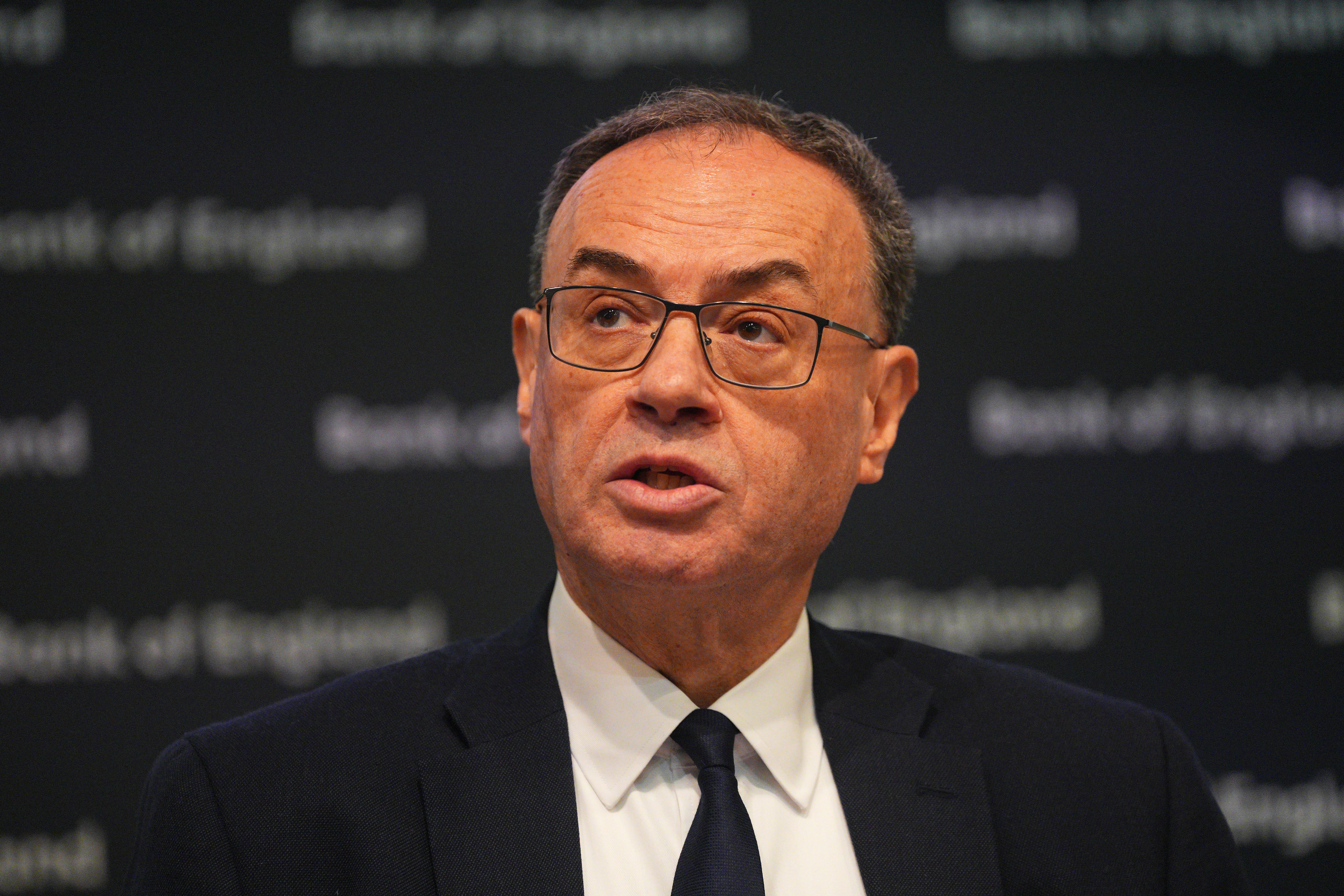Governor of the Bank of England Andrew Bailey speaks during the Bank of England Monetary Policy Report press conference (Carl Court/PA)