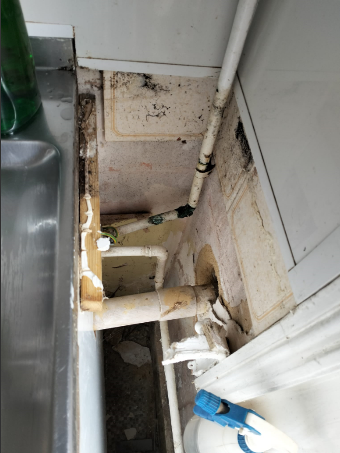 Mould forms by the sink in Adrian’s bathroom