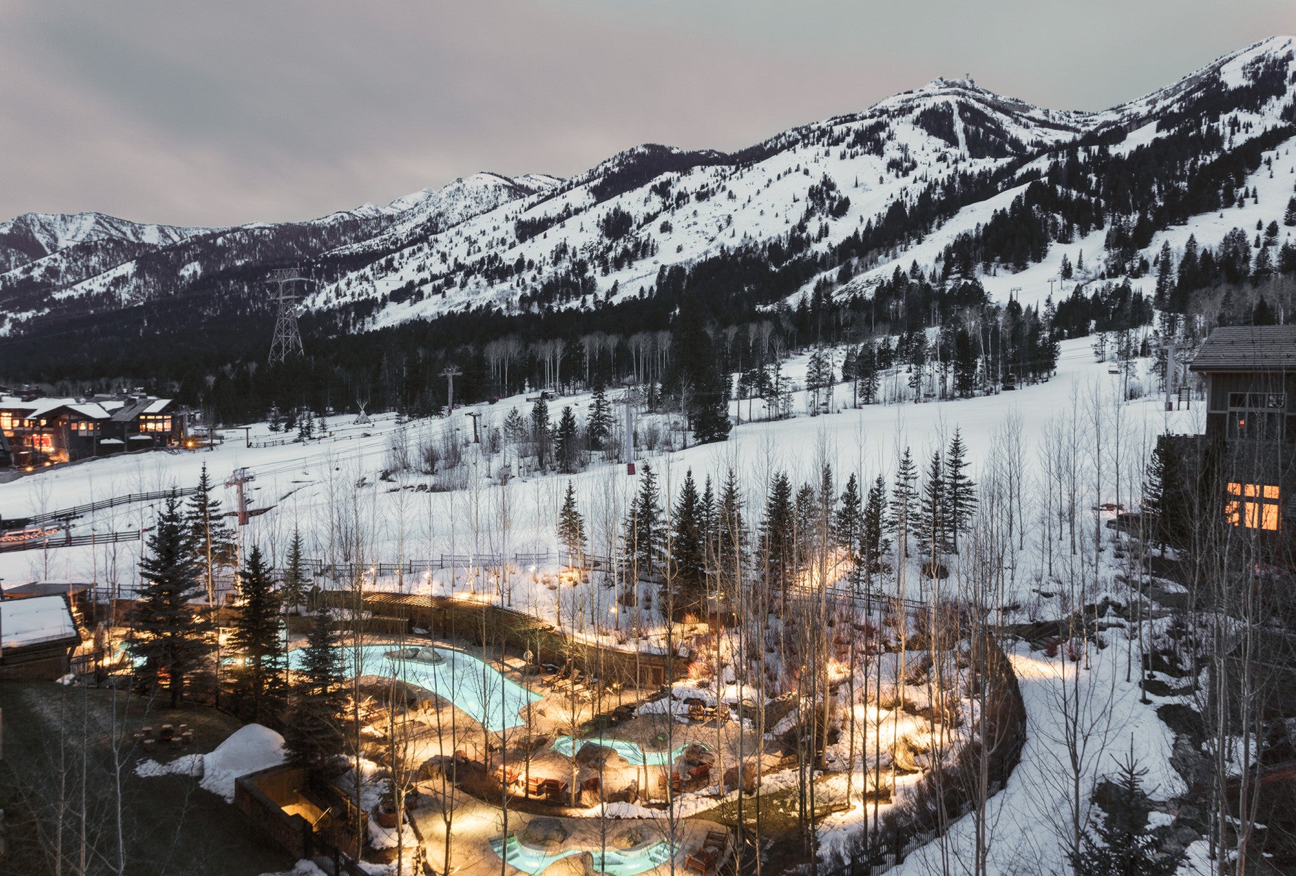 Four Seasons Resort Jackson Hole oozes opulence and features a stunning outdoor pool