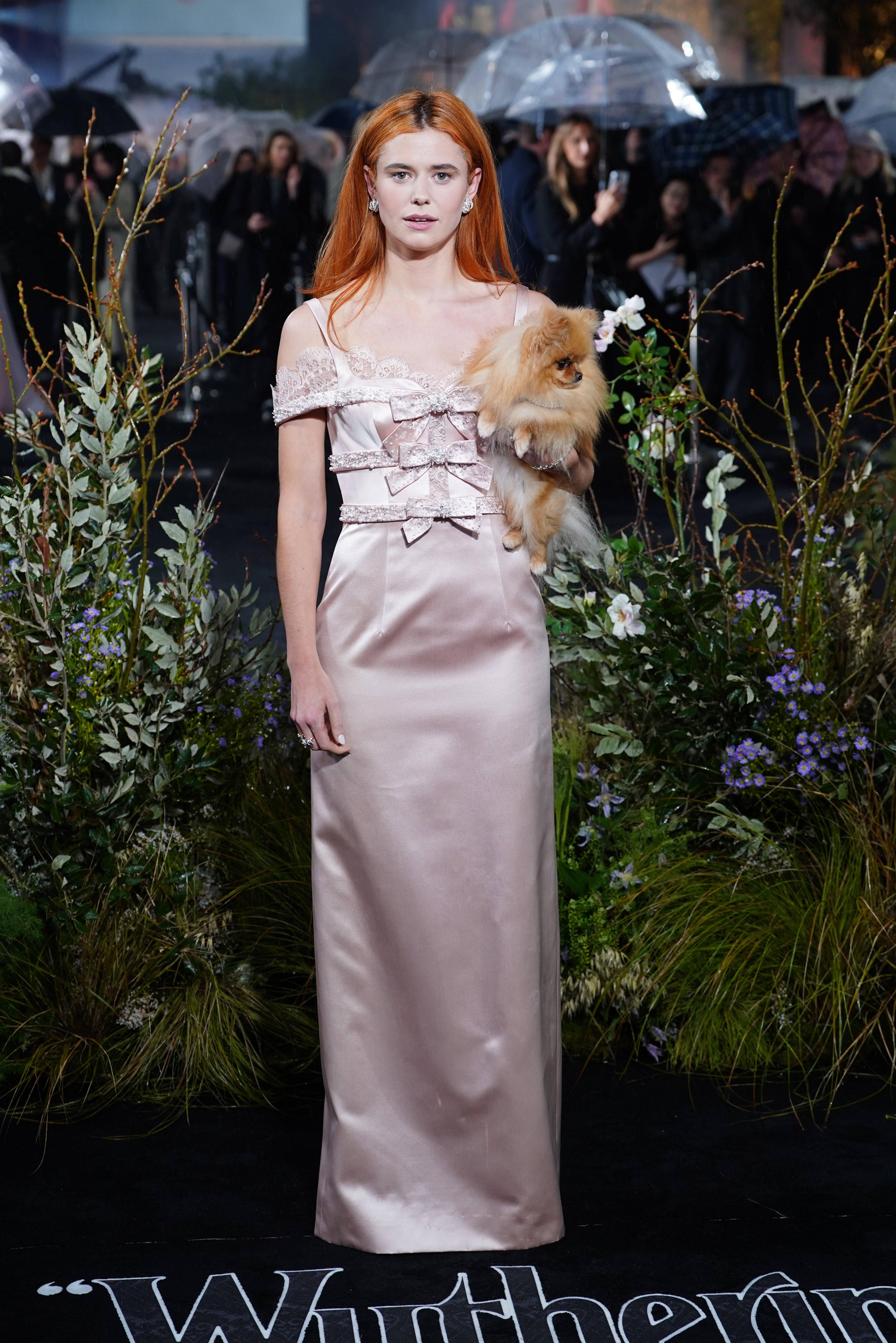 Alison Oliver in pink at the Wuthering Heights premiere