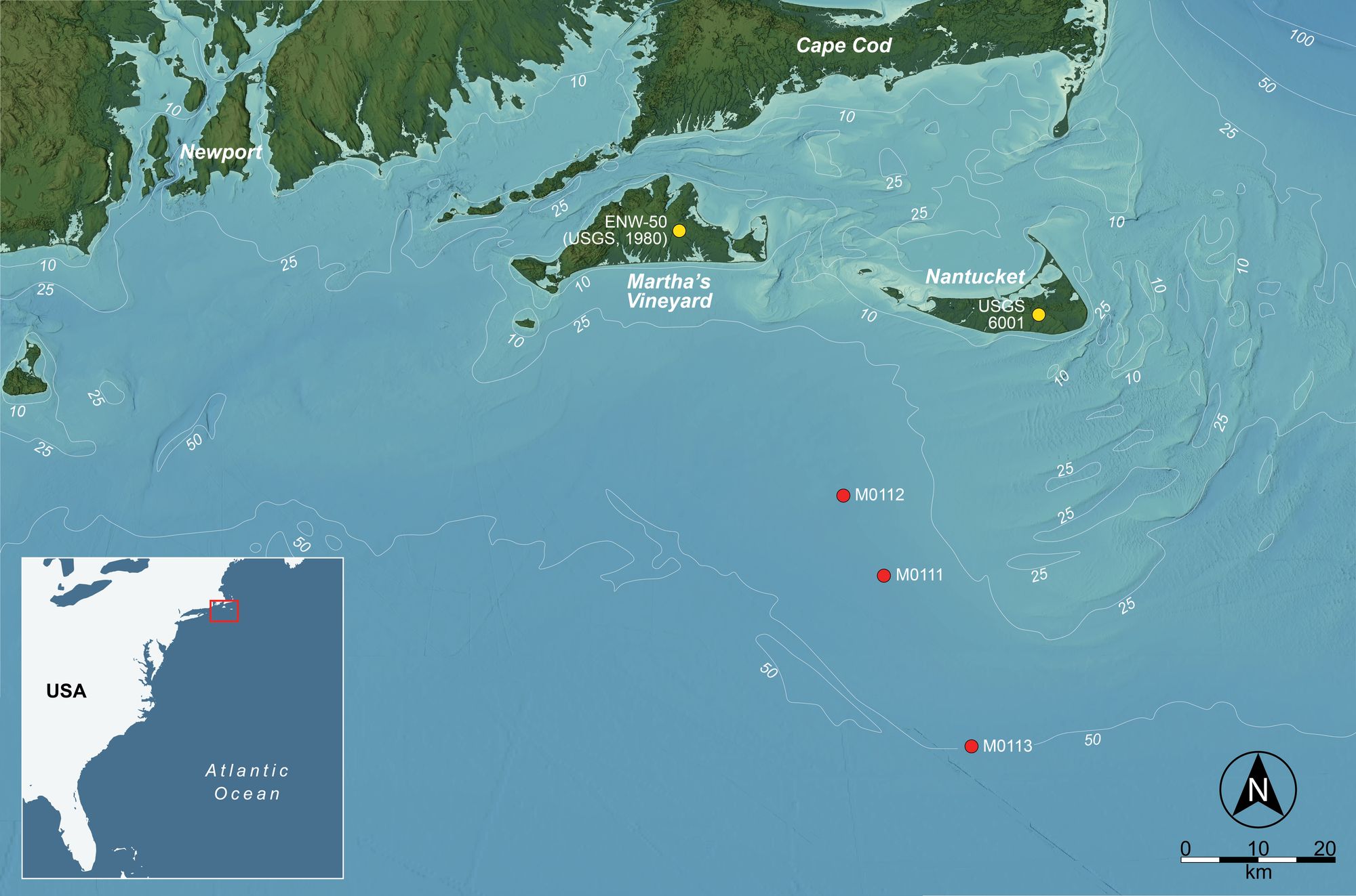 Sites where sediment samples were taken